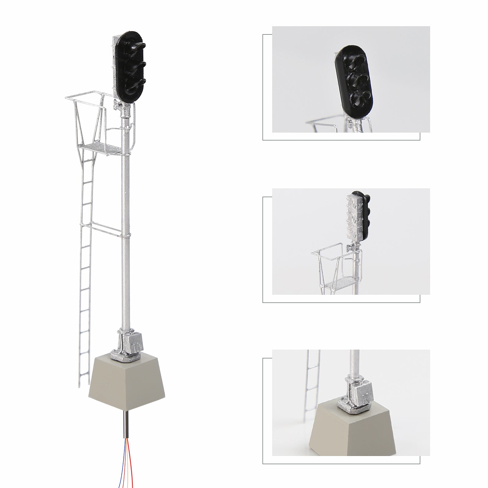 JTD8713GYR 1 Unit HO Scale 1:87 Vertical 3-Light Brass Traffic Signal Green Yellow Red LEDs