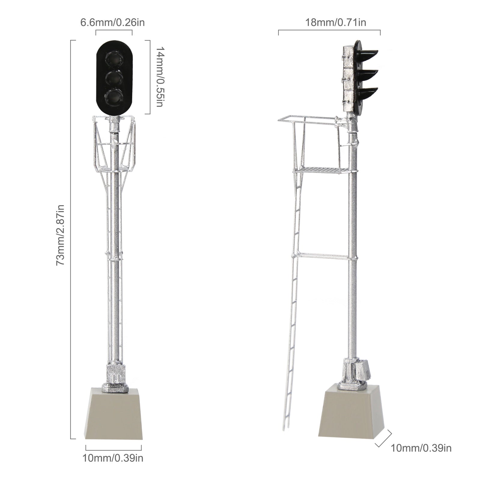 JTD8713GYR 1 Unit HO Scale 1:87 Vertical 3-Light Brass Traffic Signal Green Yellow Red LEDs