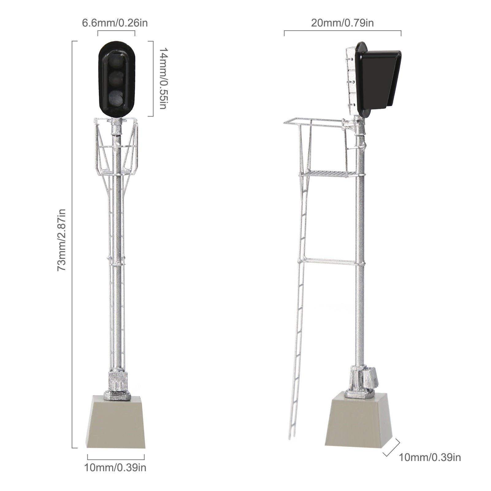 JTD8714GYR 1 Piece HO Scale 1:87 Vertical 3-Light Brass Traffic Signal Green Yellow Red LEDs