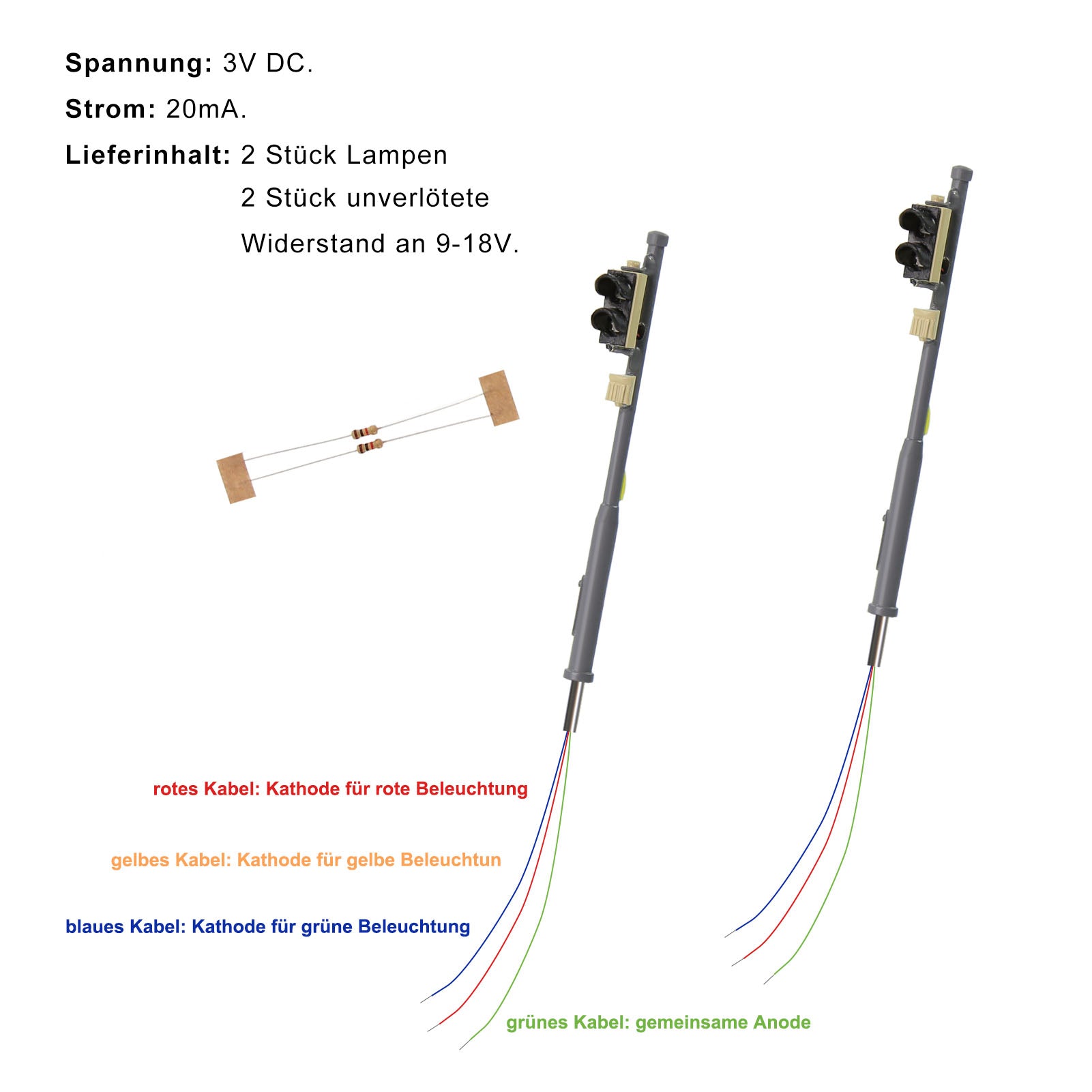 JTD879 2 Pieces HO Scale 1:87 Model Signals Track Lights LEDs