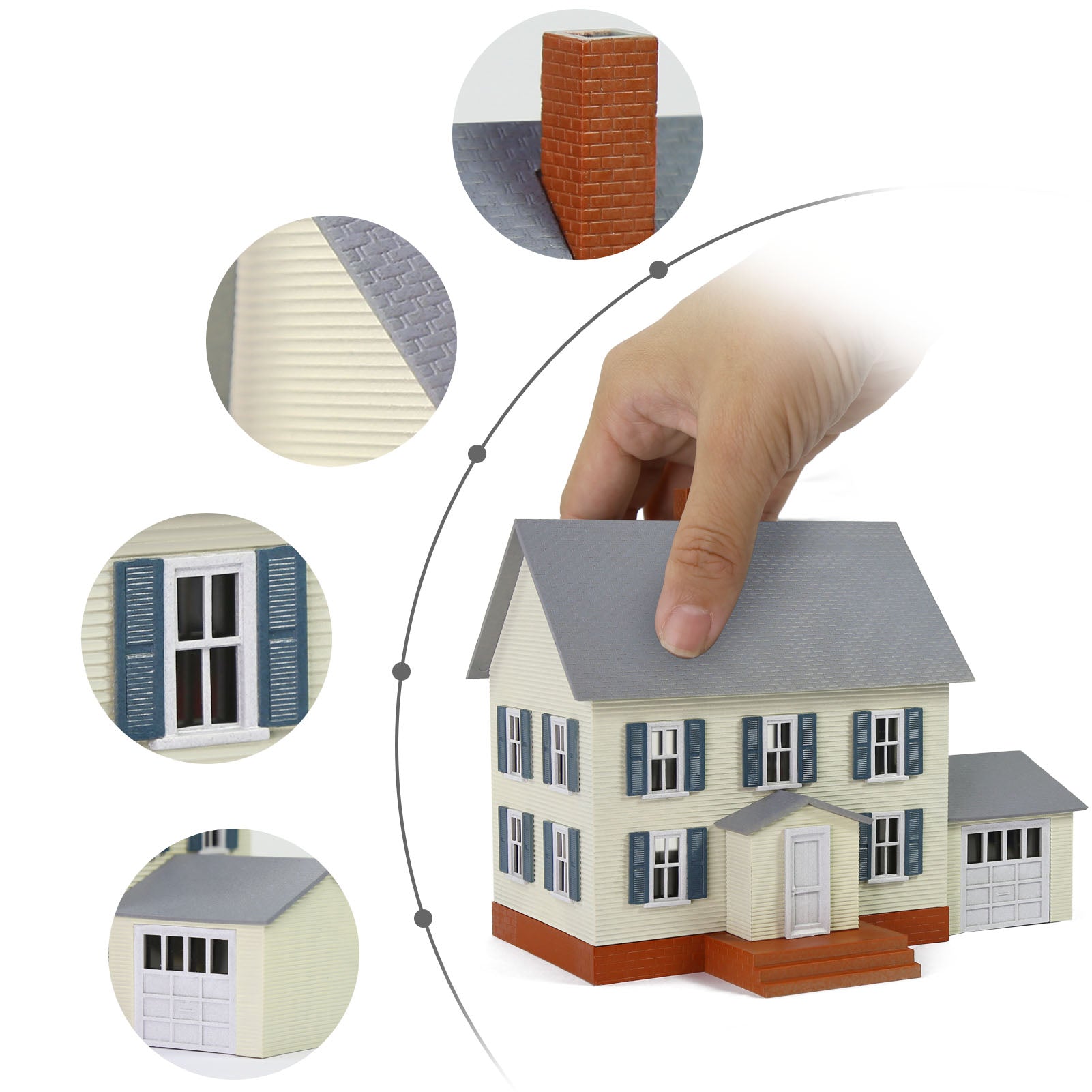 JZ8705 1 Unit HO Scale 1:87 Model Village Assembled Painted House Building