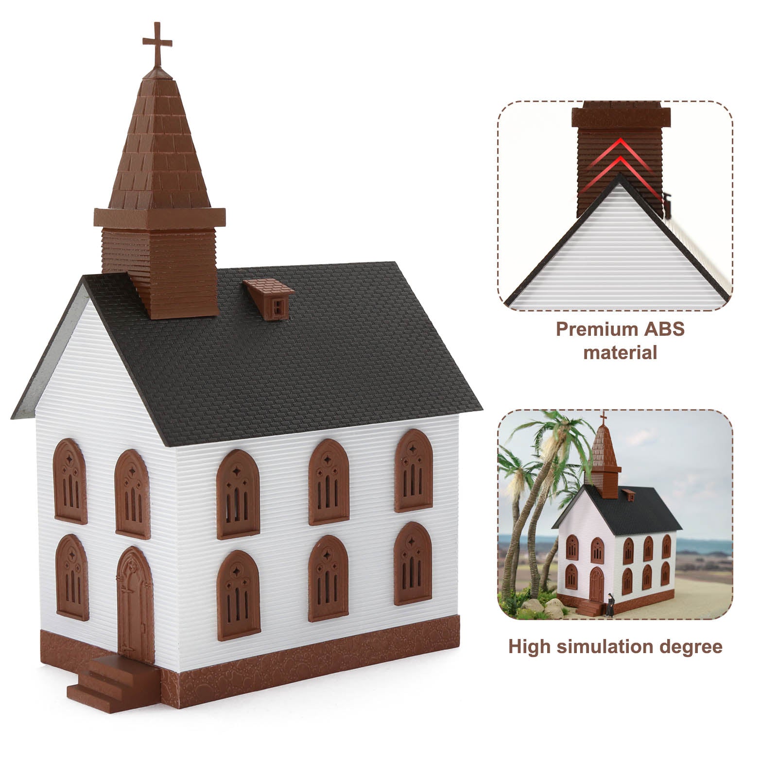 JZ8706 1 Piece HO Scale 1:87 Model Church Assembled Painted Building