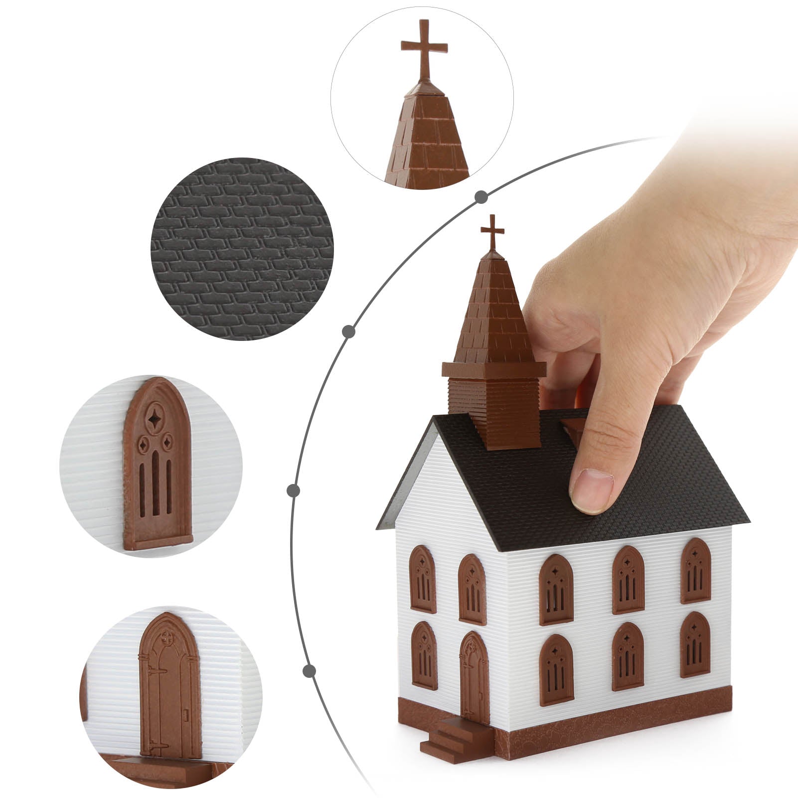 JZ8706 1 Piece HO Scale 1:87 Model Church Assembled Painted Building