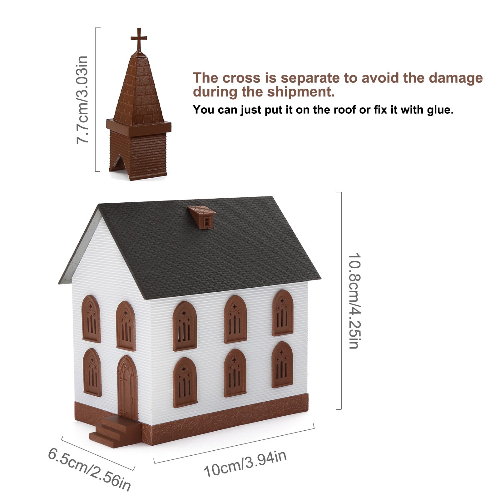 JZ8706 1 Piece HO Scale 1:87 Model Church Assembled Painted Building
