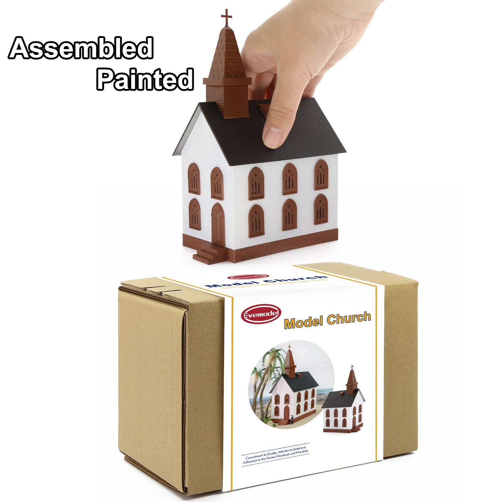 JZ8706 1 Piece HO Scale 1:87 Model Church Assembled Painted Building