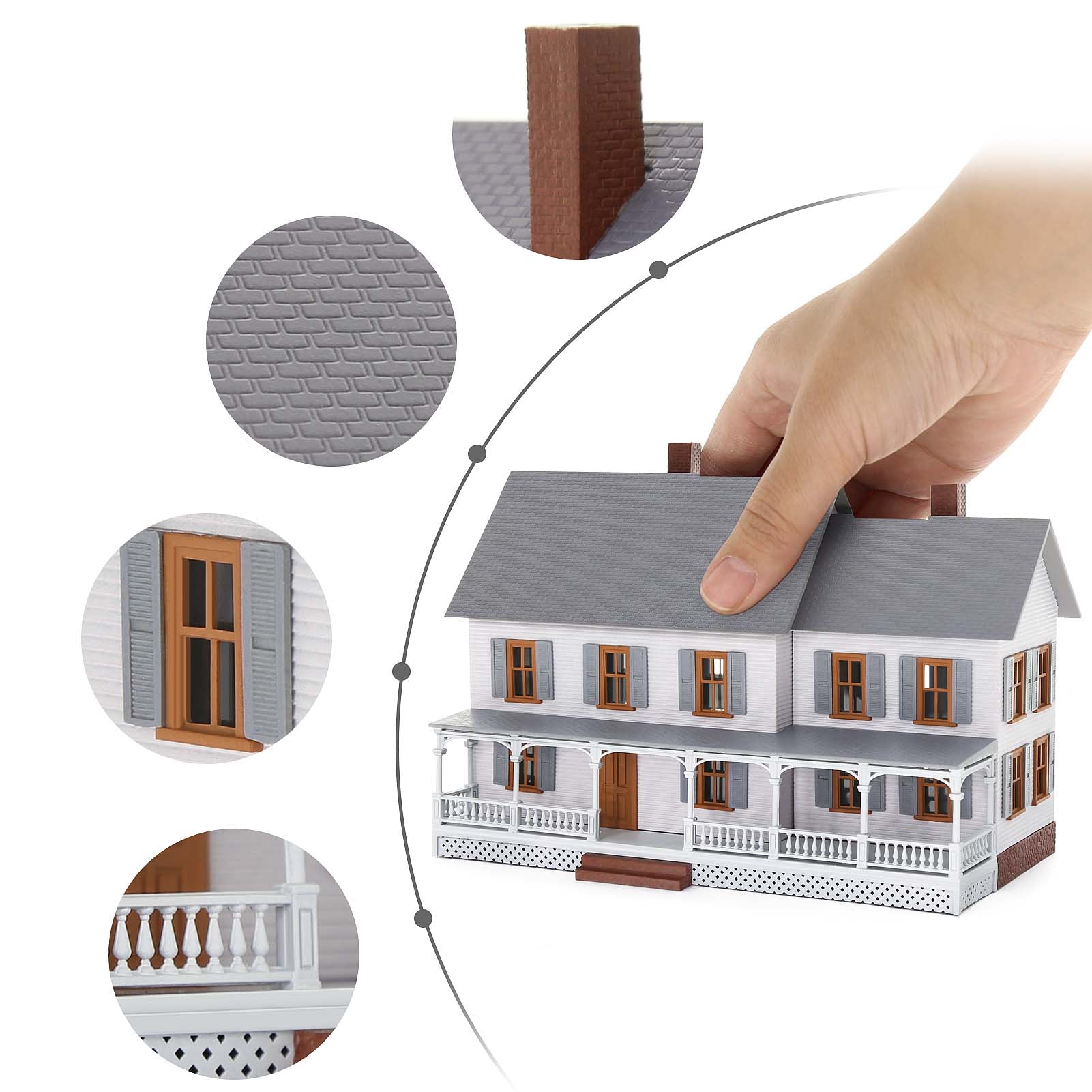 JZ8707 1 Piece HO Scale 1:87 Model Village House Building Assembled Painted