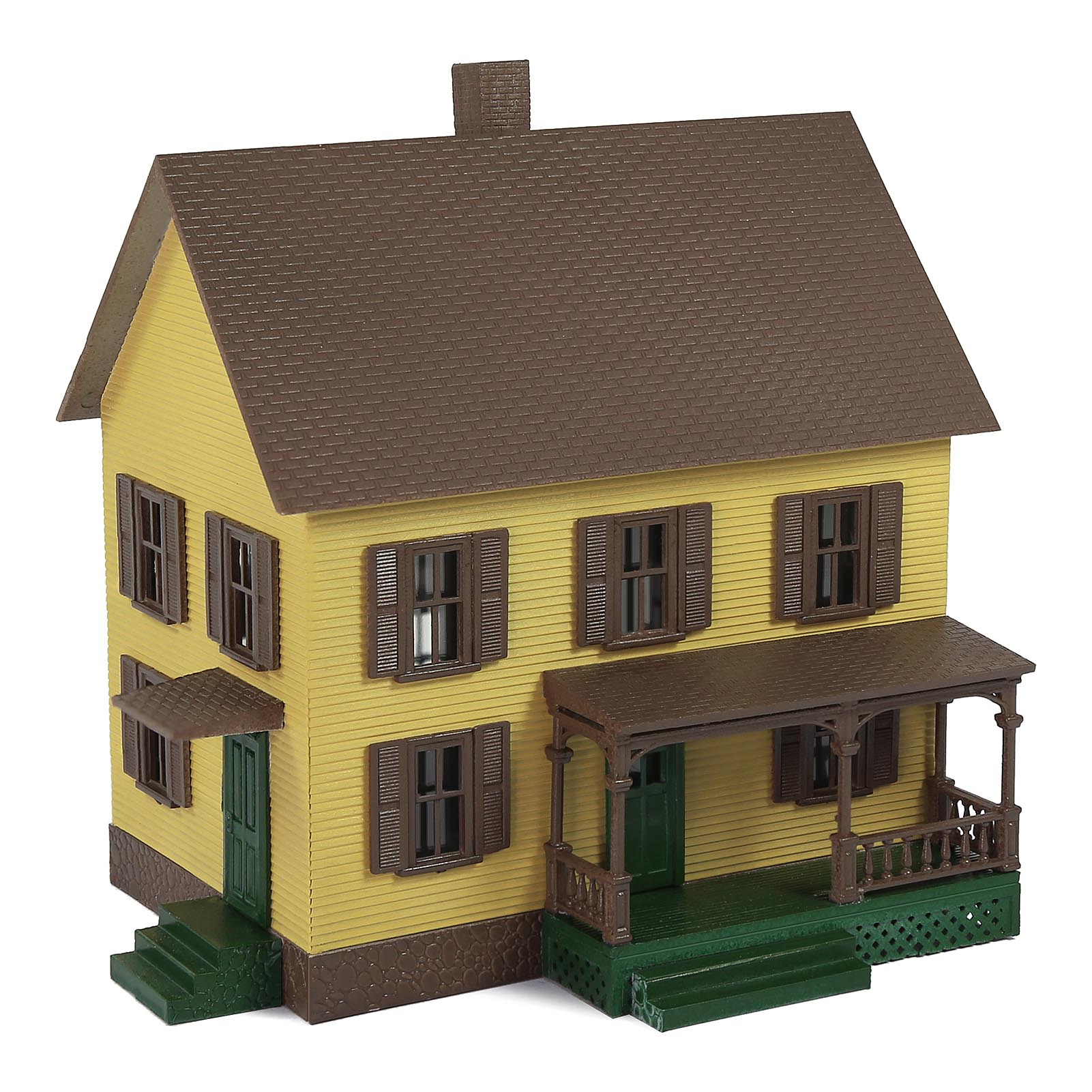 JZ8709 1 Piece HO Scale 1:87 Model Village House with Porch Assembled