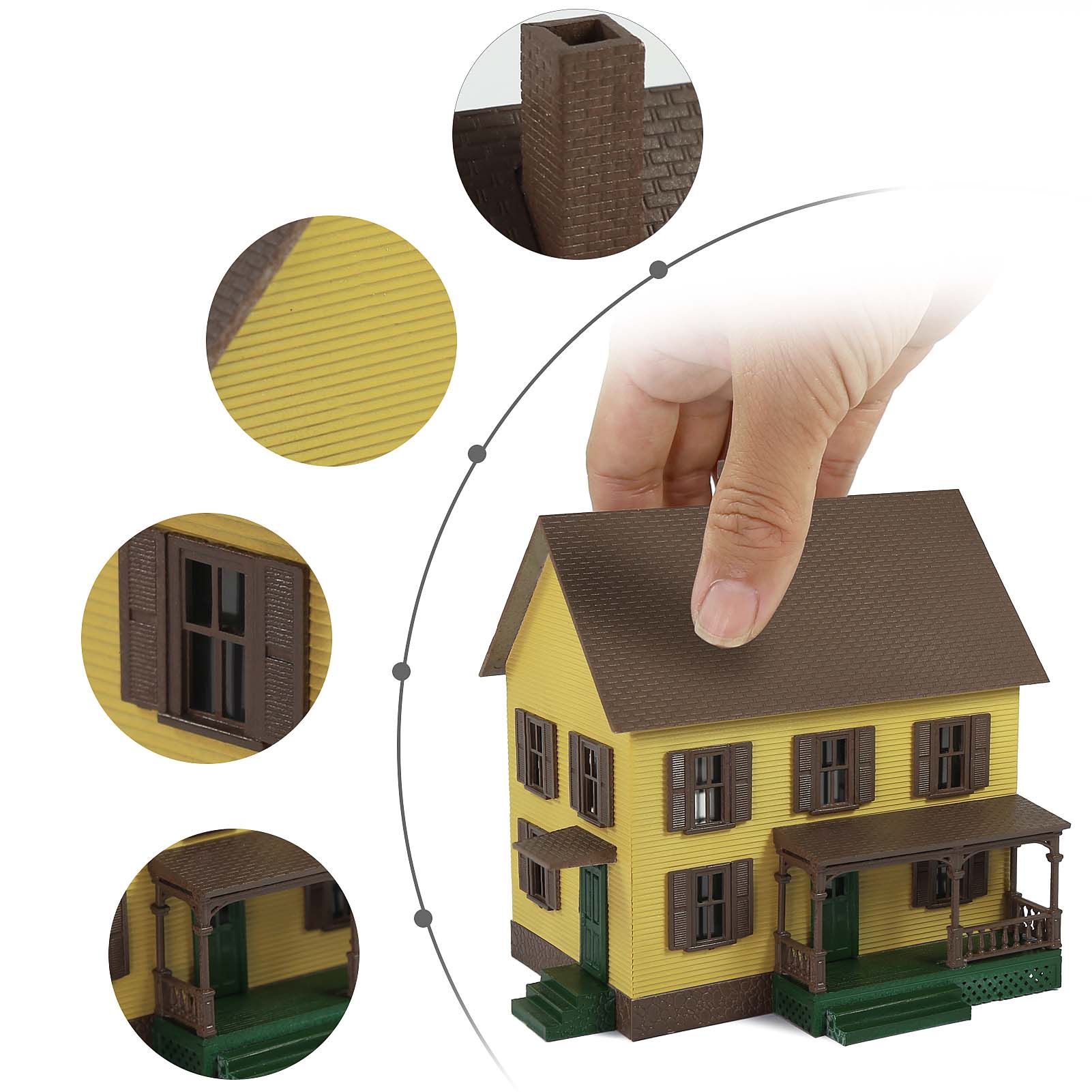 JZ8709 1 Piece HO Scale 1:87 Model Village House with Porch Assembled