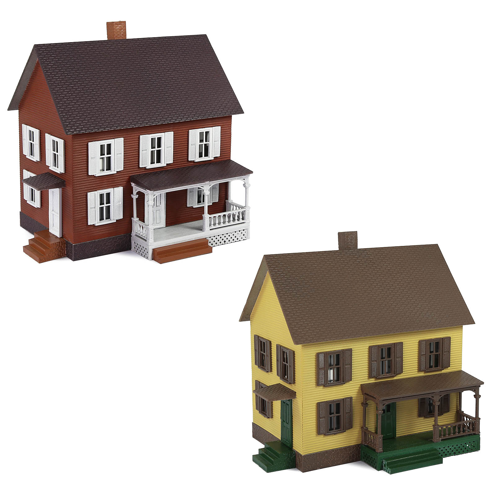 JZ8709 1 Piece HO Scale 1:87 Model Village House with Porch Assembled