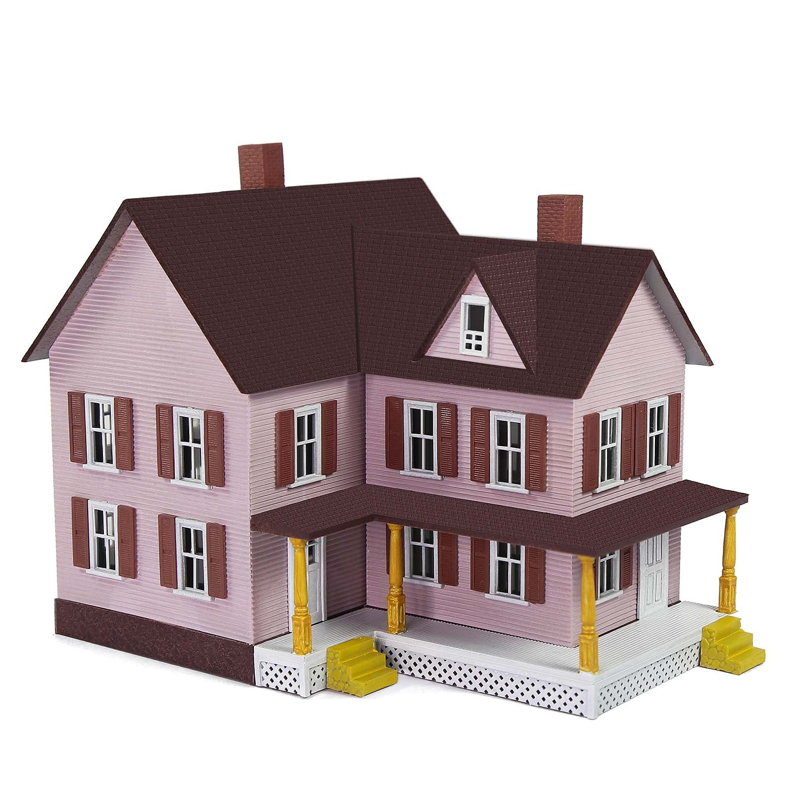 JZ8710 1 Piece HO Scale 1:87 Model Village House Two-story Building with Porch