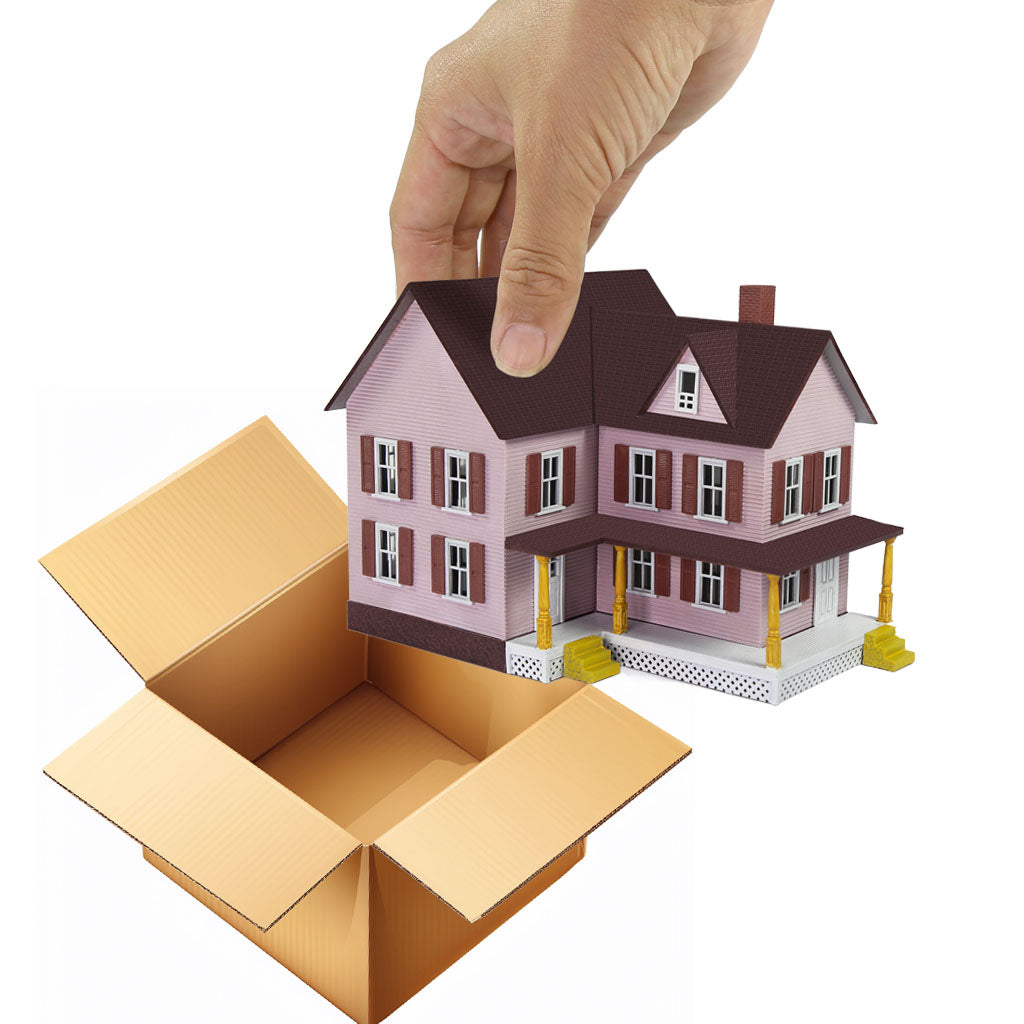 JZ8710 1 Piece HO Scale 1:87 Model Village House Two-story Building with Porch