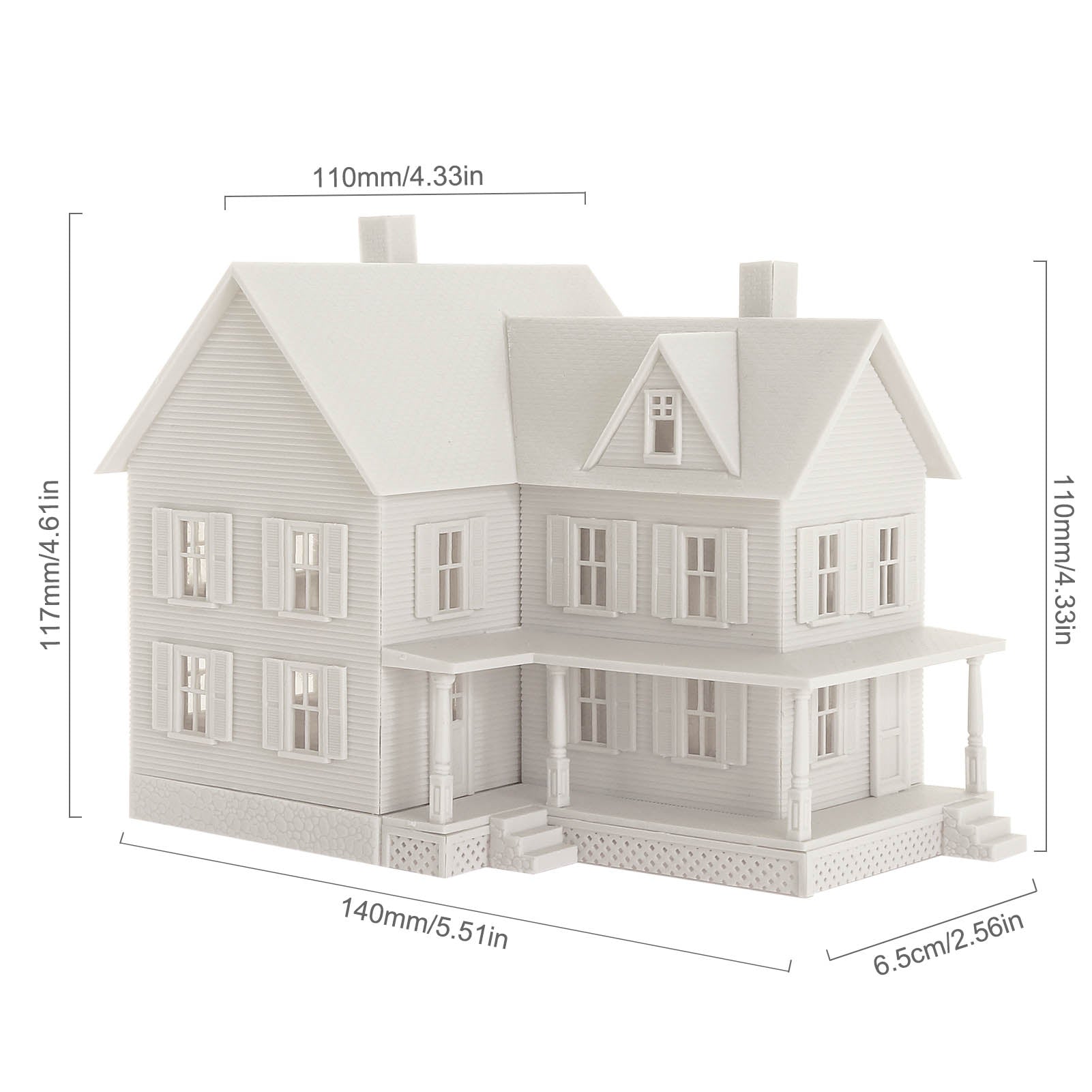 JZHO6JJ 1 Unit HO Scale 1:87 Model House Kit White Unassembled Architectural Building