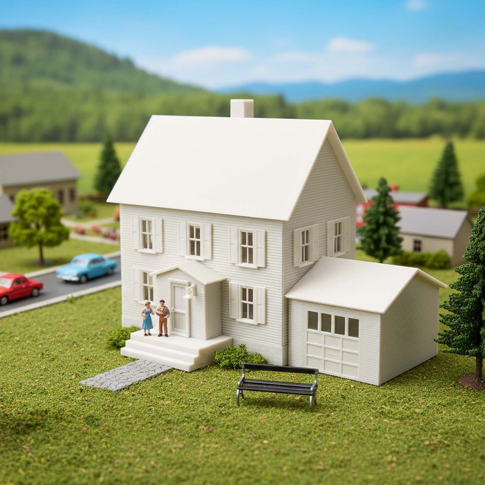 JZHO6JJ 1 Unit HO Scale 1:87 Model House Kit White Unassembled Architectural Building