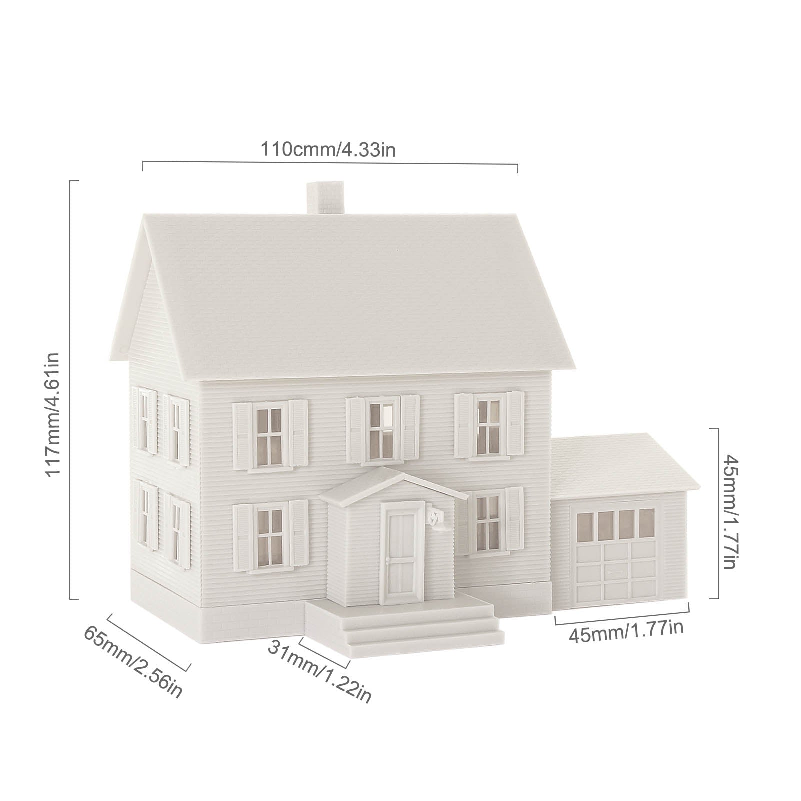 JZHO6JJ 1 Unit HO Scale 1:87 Model House Kit White Unassembled Architectural Building