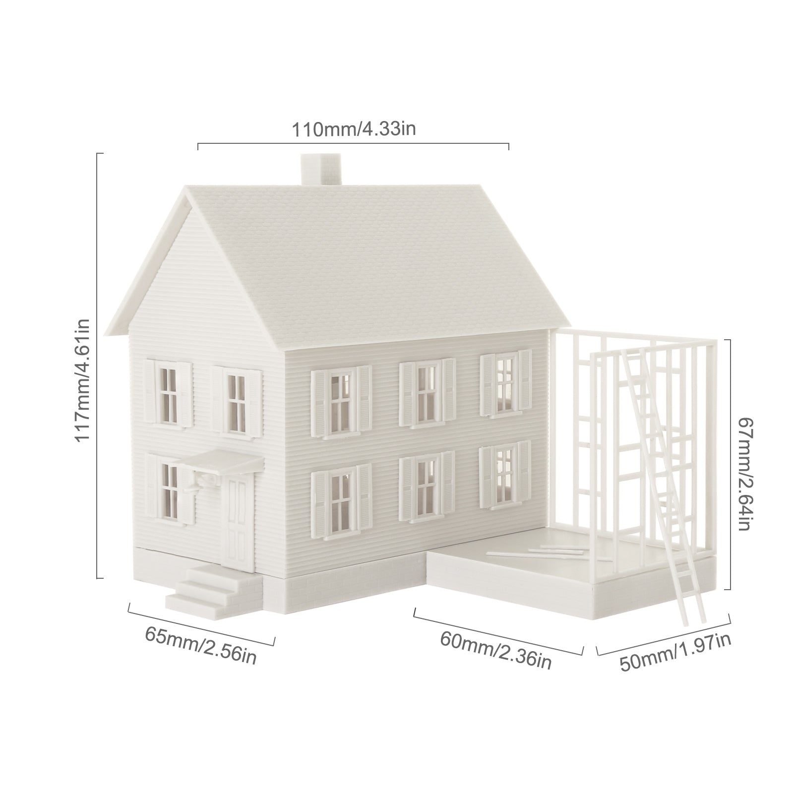 JZHO6JJ 1 Unit HO Scale 1:87 Model House Kit White Unassembled Architectural Building