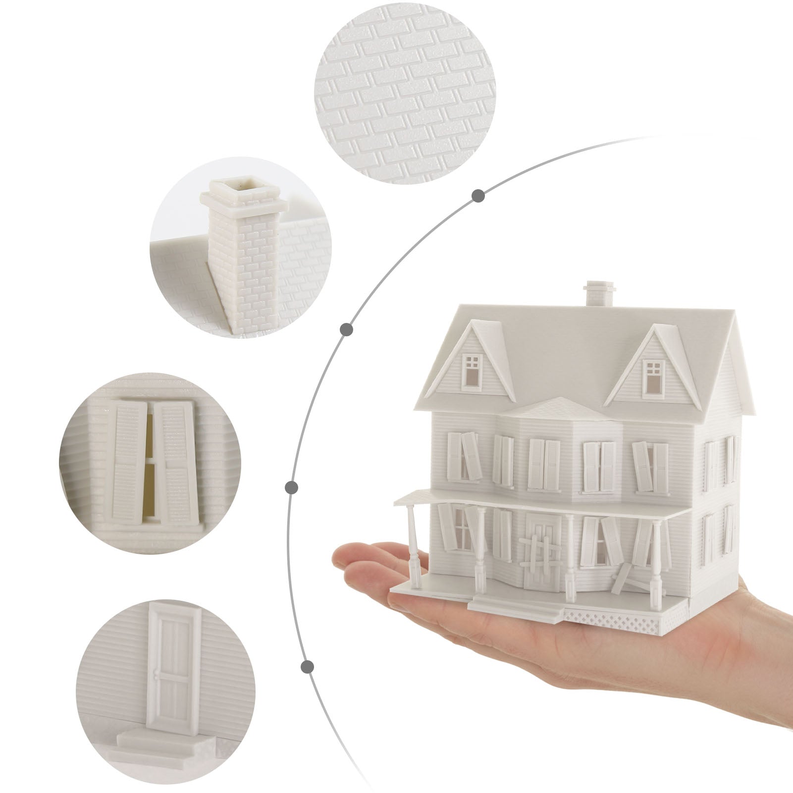 JZHO6JJ 1 Unit HO Scale 1:87 Model House Kit White Unassembled Architectural Building