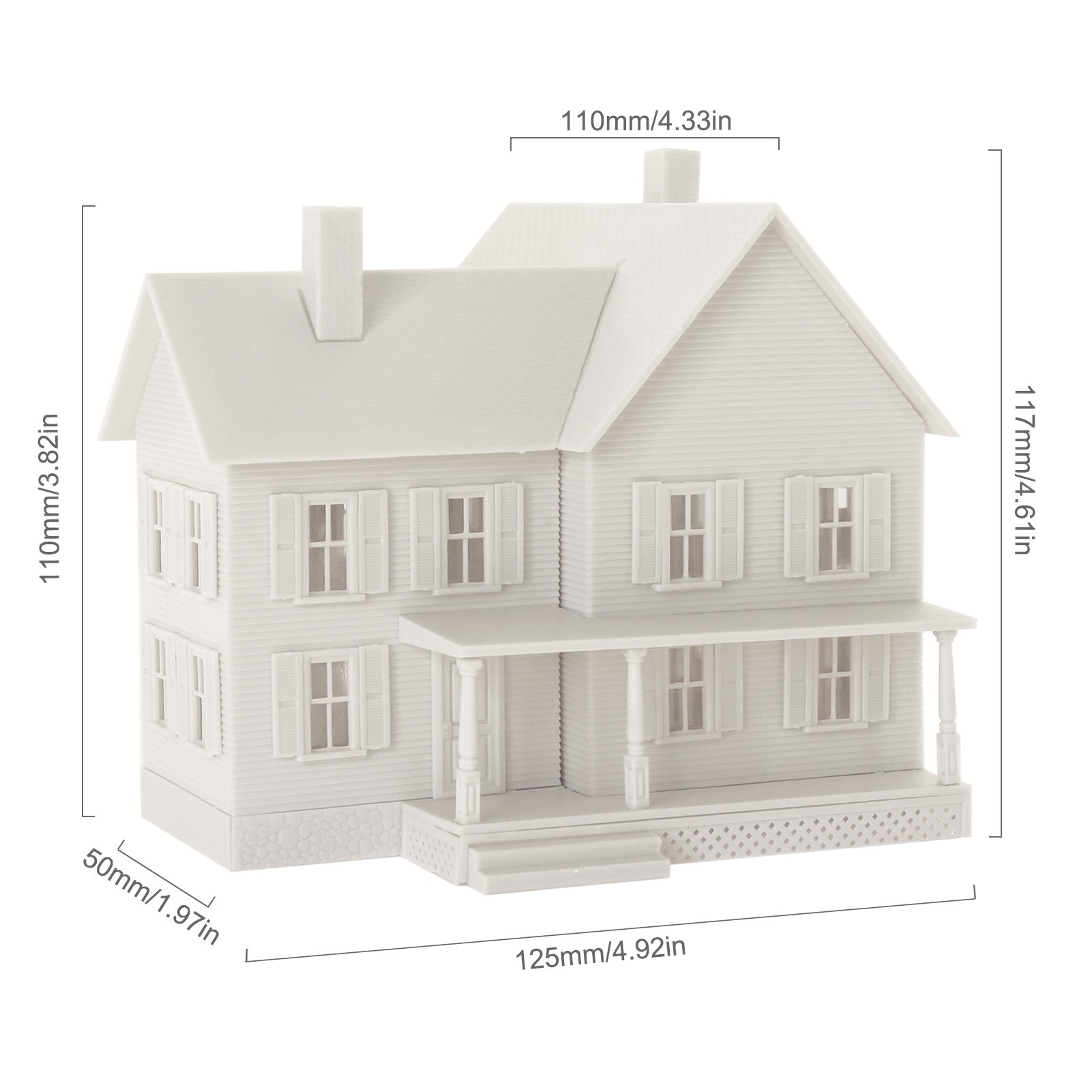 JZHO6JJ 1 Unit HO Scale 1:87 Model House Kit White Unassembled Architectural Building