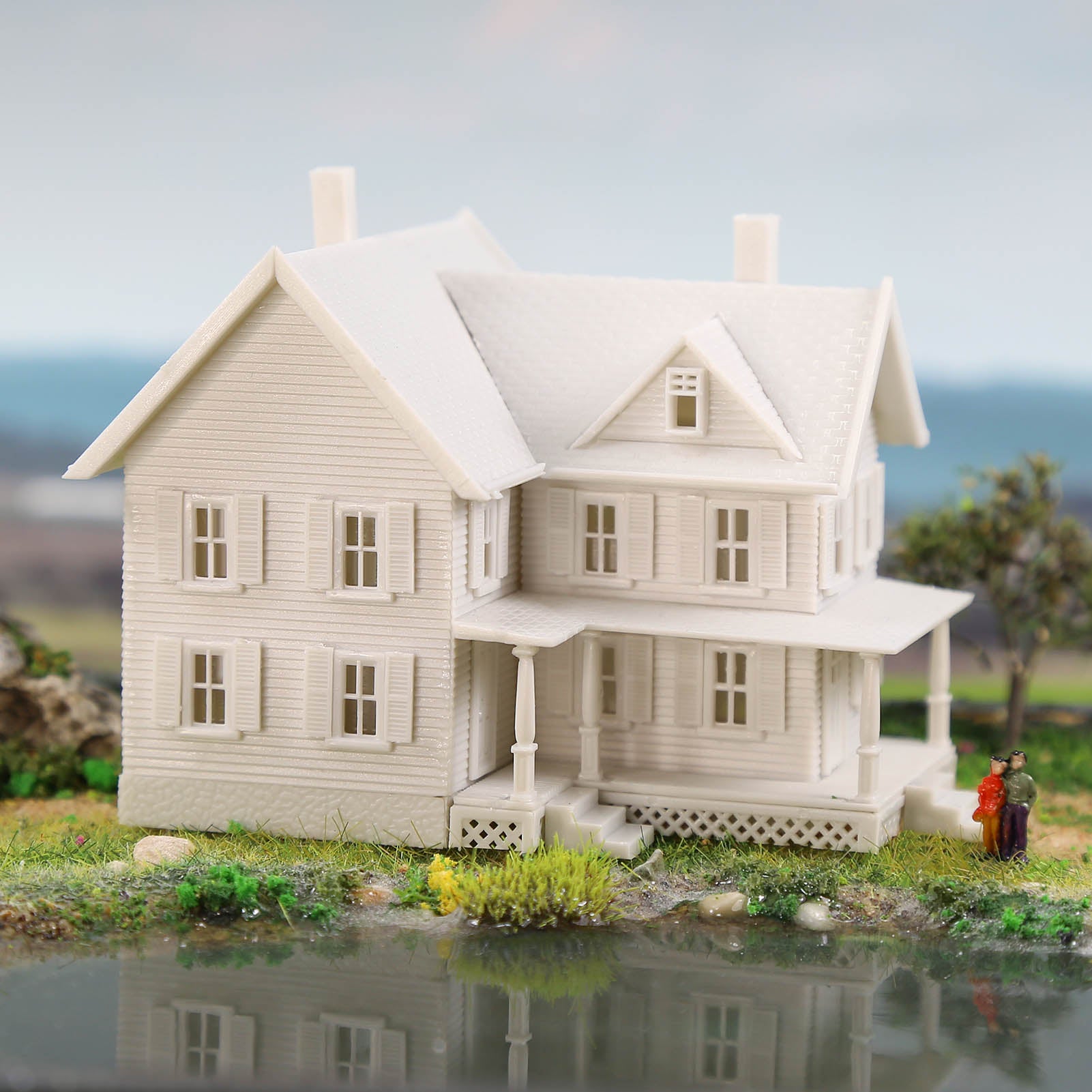 JZN5871JJ 1 Unit N Scale 1:150 Model Dwelling House Kit Two-story Building Unassembled