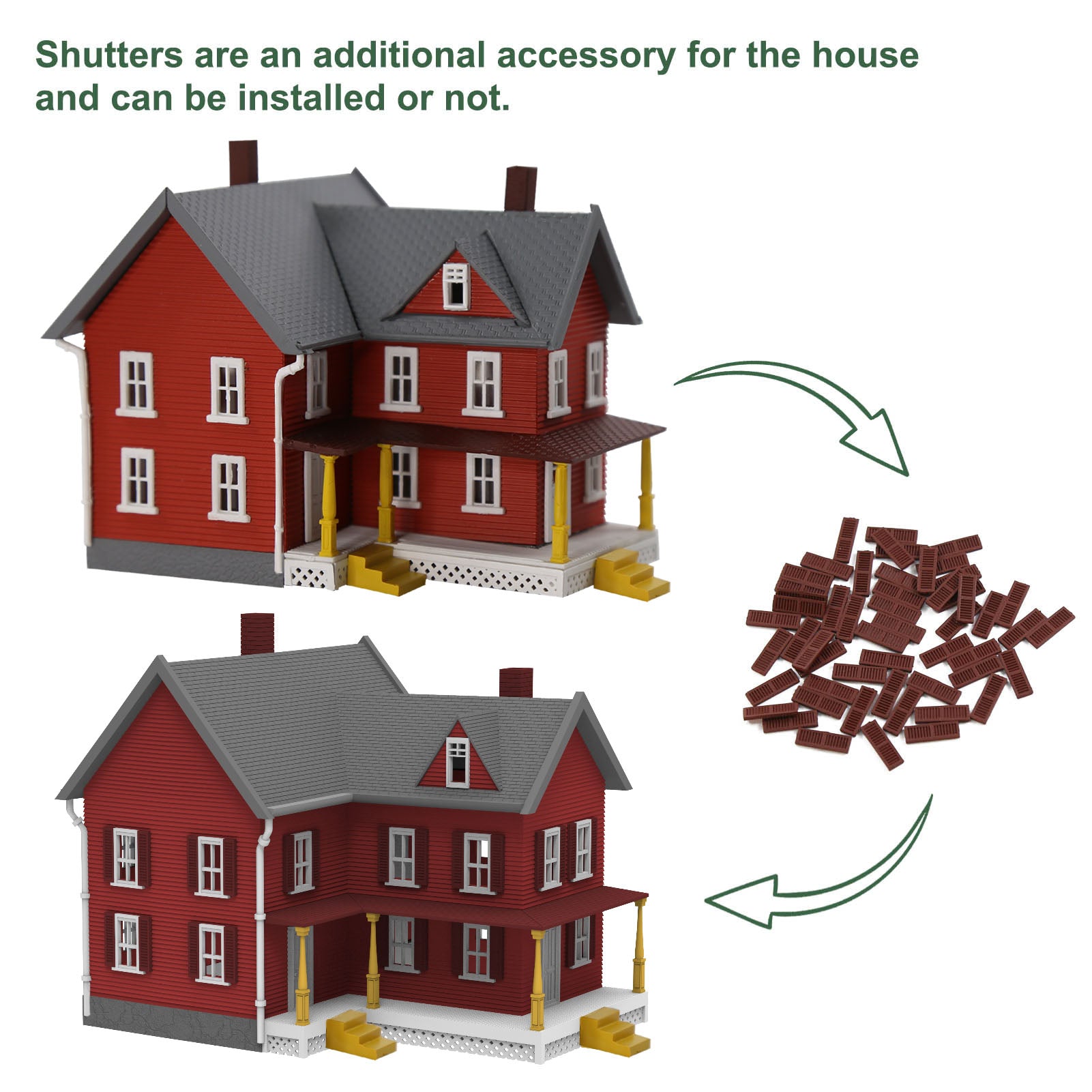 JZN5871 1 Unit N Scale 1:160 Model Dwelling House Kit Two-story with Porch for Buildings