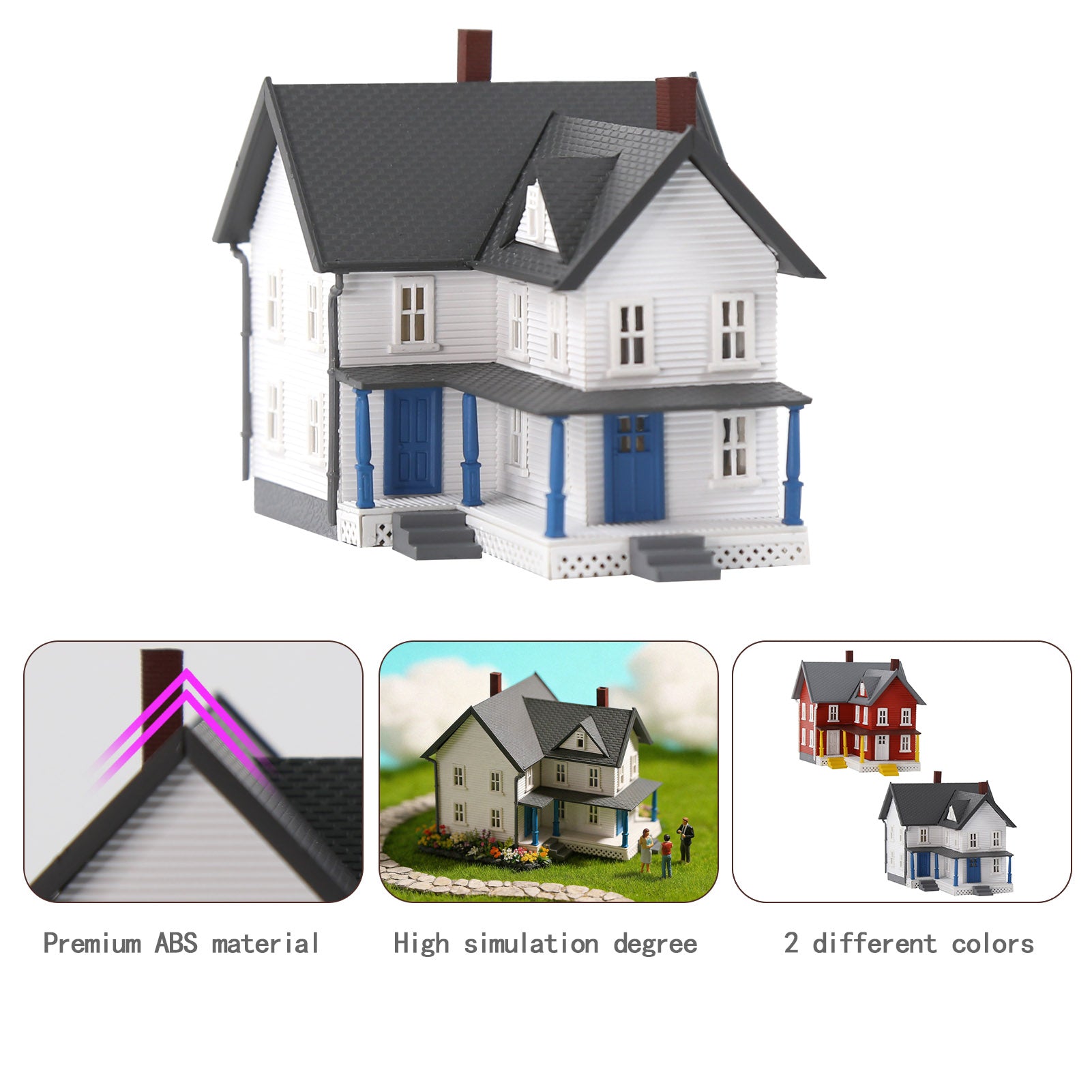 JZN5871 1 Unit N Scale 1:160 Model Dwelling House Kit Two-story with Porch for Buildings