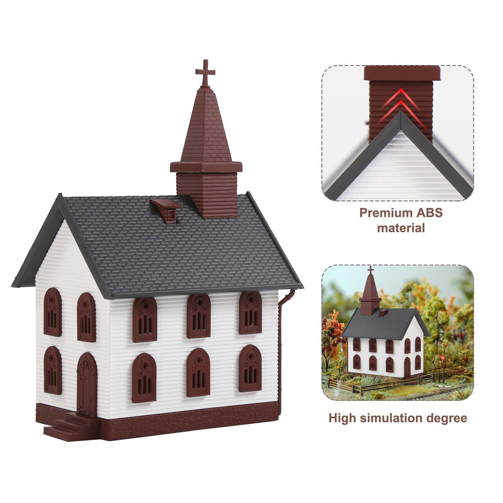 JZN5875 1 Unit N Scale 1:150 Model Church Kit for Building Diorama Model Railway