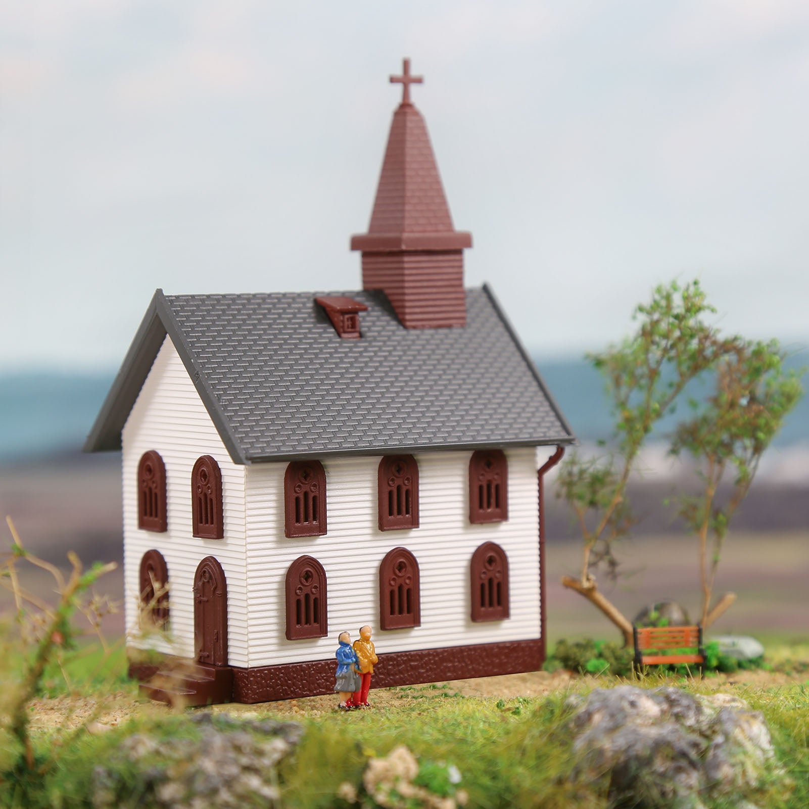 JZN5875 1 Unit N Scale 1:150 Model Church Kit for Building Diorama Model Railway