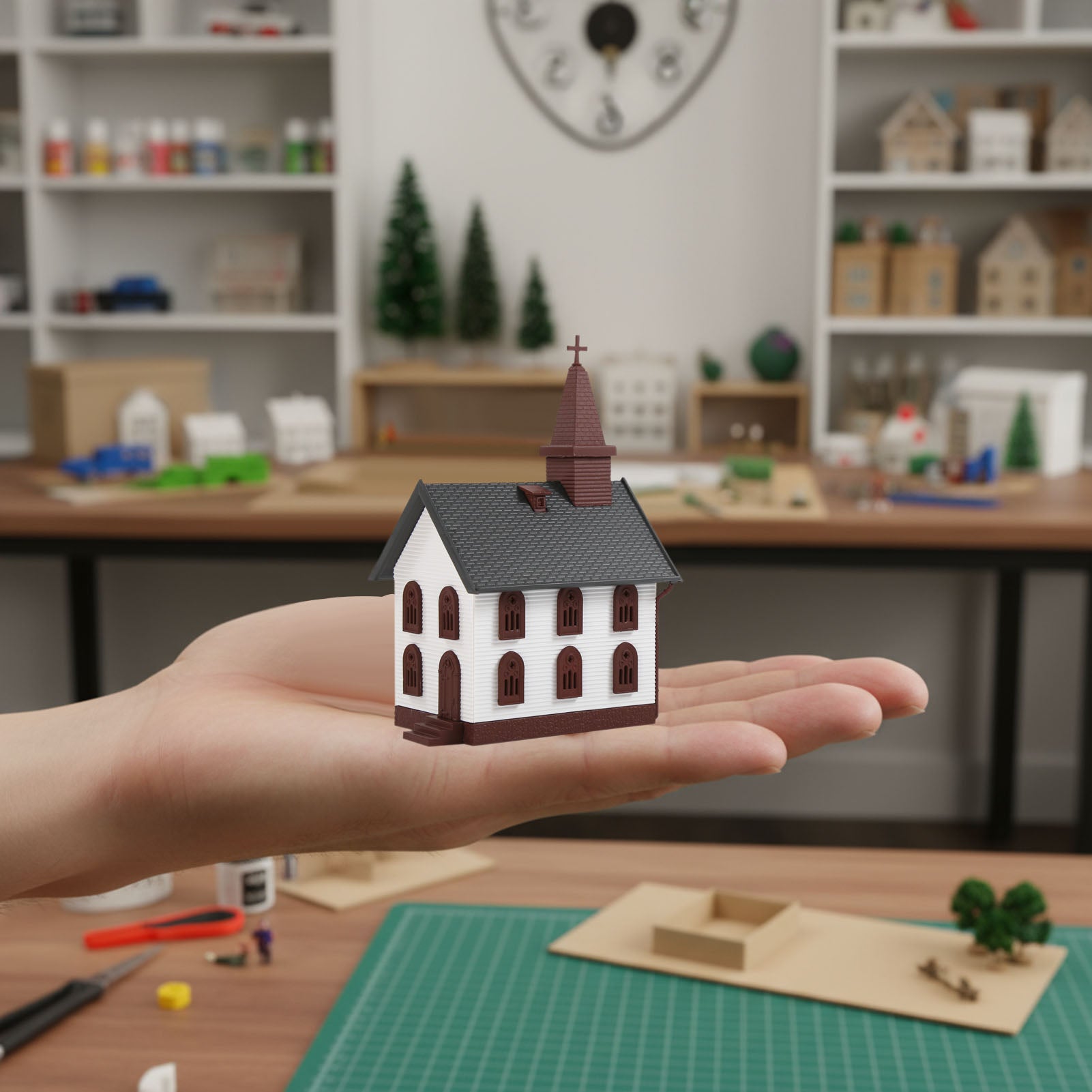 JZN5875 1 Unit N Scale 1:150 Model Church Kit for Building Diorama Model Railway