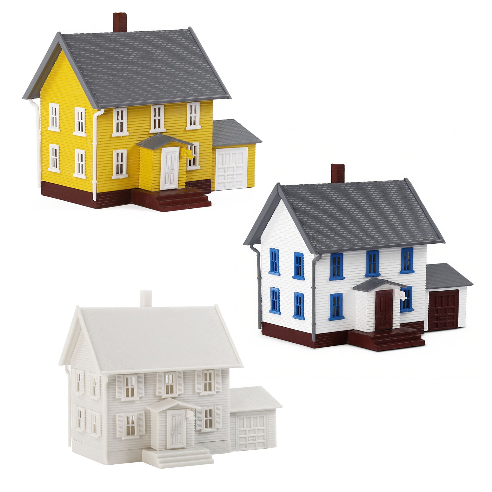 JZN5879 1 Unit N Scale 1:160 Model Dwelling House Kit Two-story with Garage for Buildings