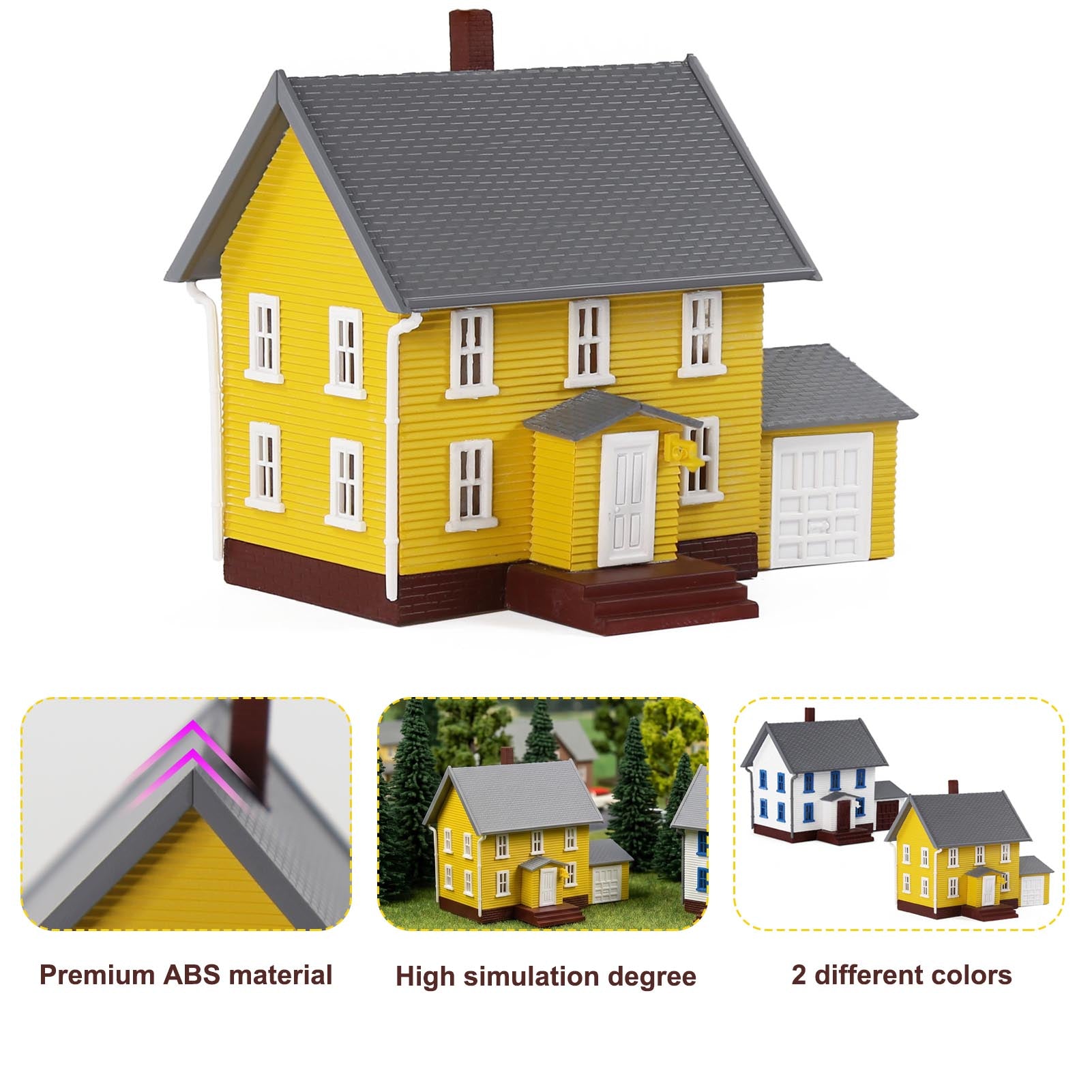 JZN5879 1 Unit N Scale 1:160 Model Dwelling House Kit Two-story with Garage for Buildings