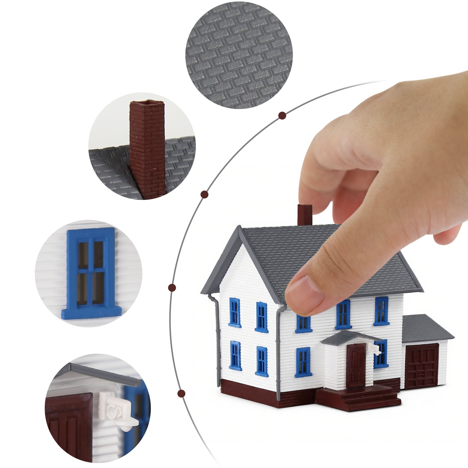 JZN5879 1 Unit N Scale 1:160 Model Dwelling House Kit Two-story with Garage for Buildings