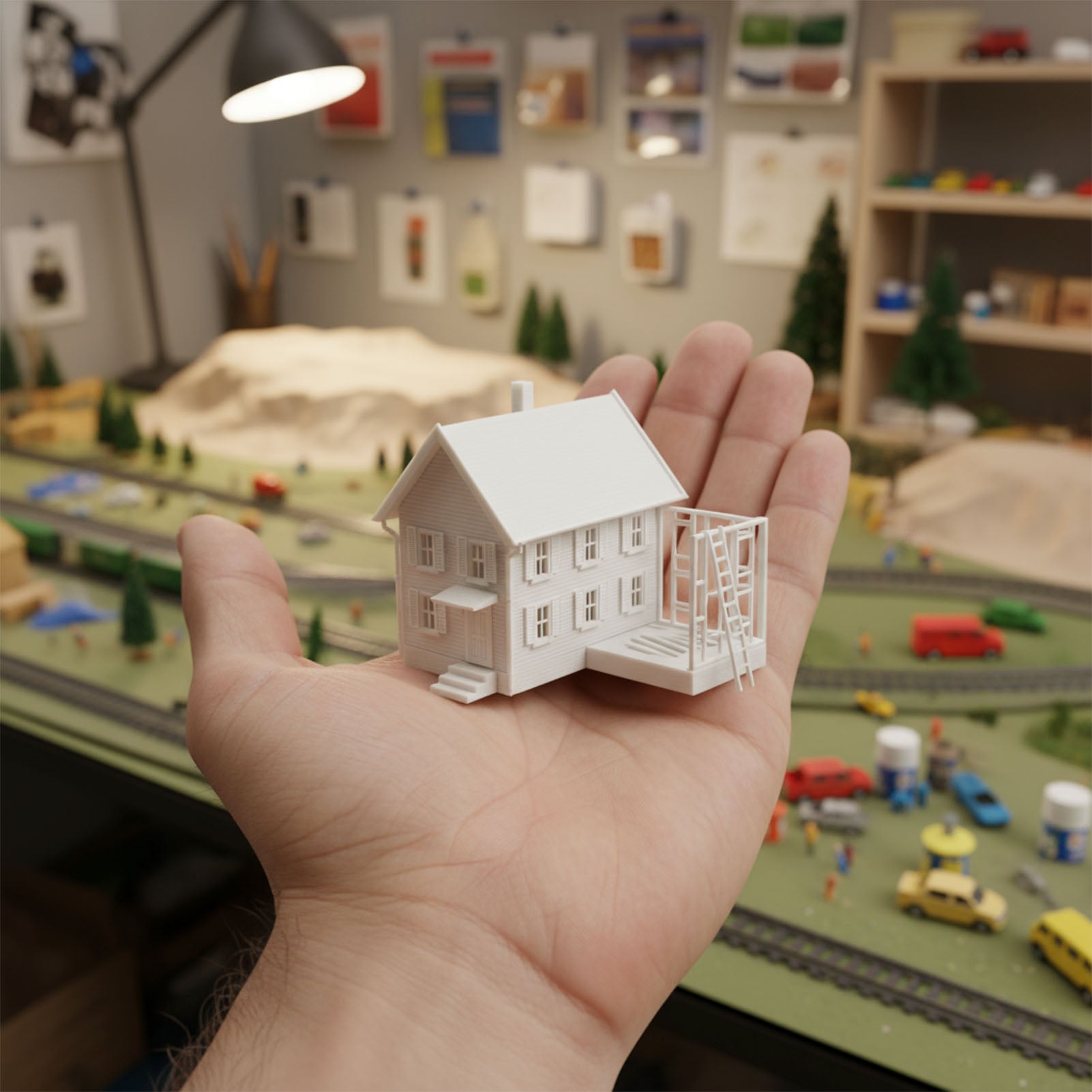 JZN5881JJ 1 Unit N Scale 1:150 Model Dwelling House Kit Two-story Building Unassembled