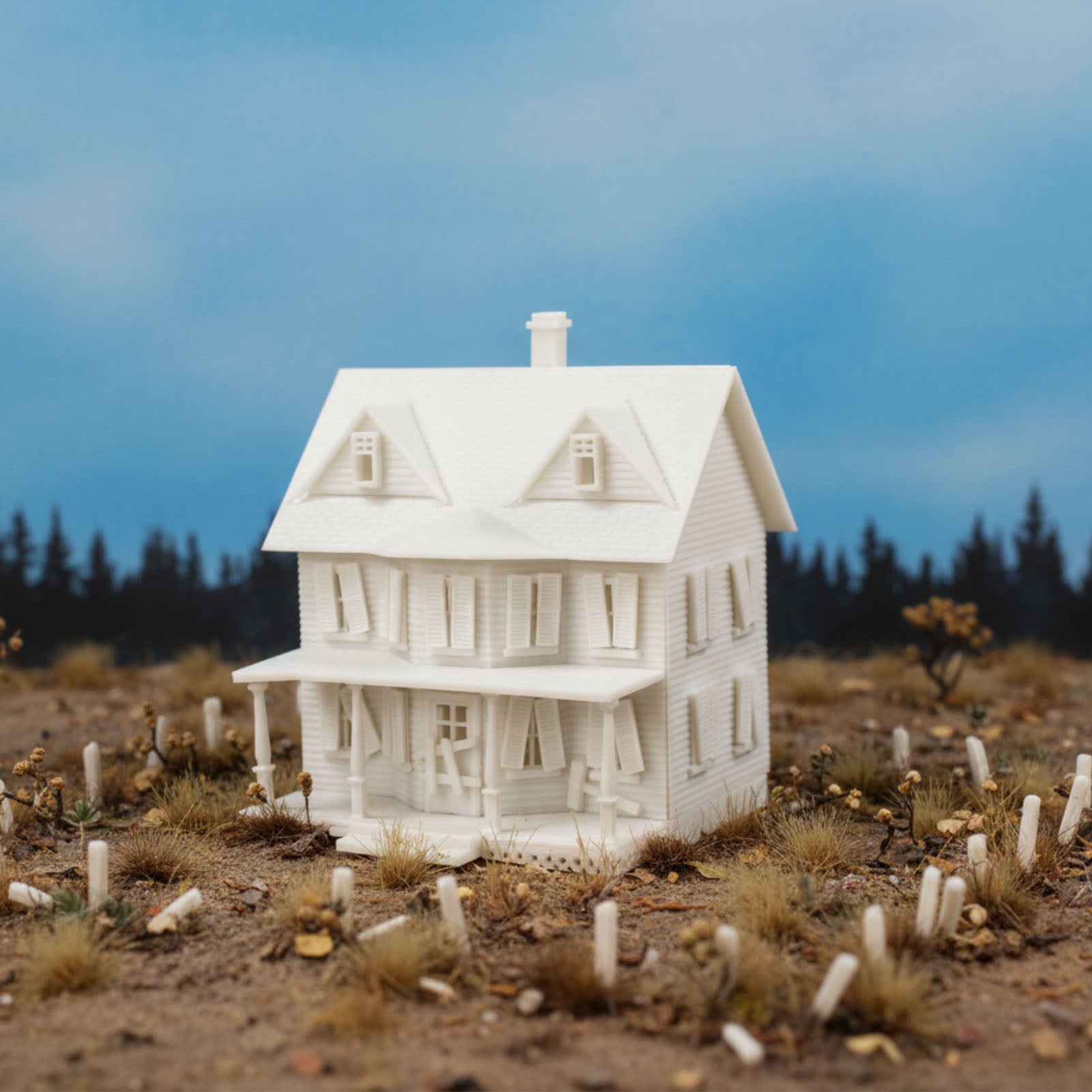 JZN5883JJ 1 Unit N Scale 1:150 Model Dwelling House Kit Two-story Building Unassembled