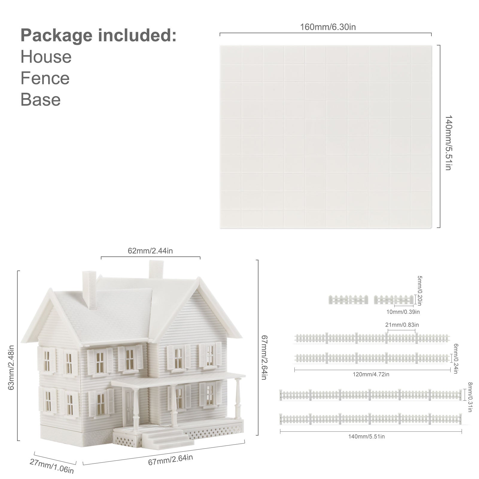 JZN5887JJM 1 Unit N Scale 1:150 Model Dwelling House Fence Base Kit Not-built Building
