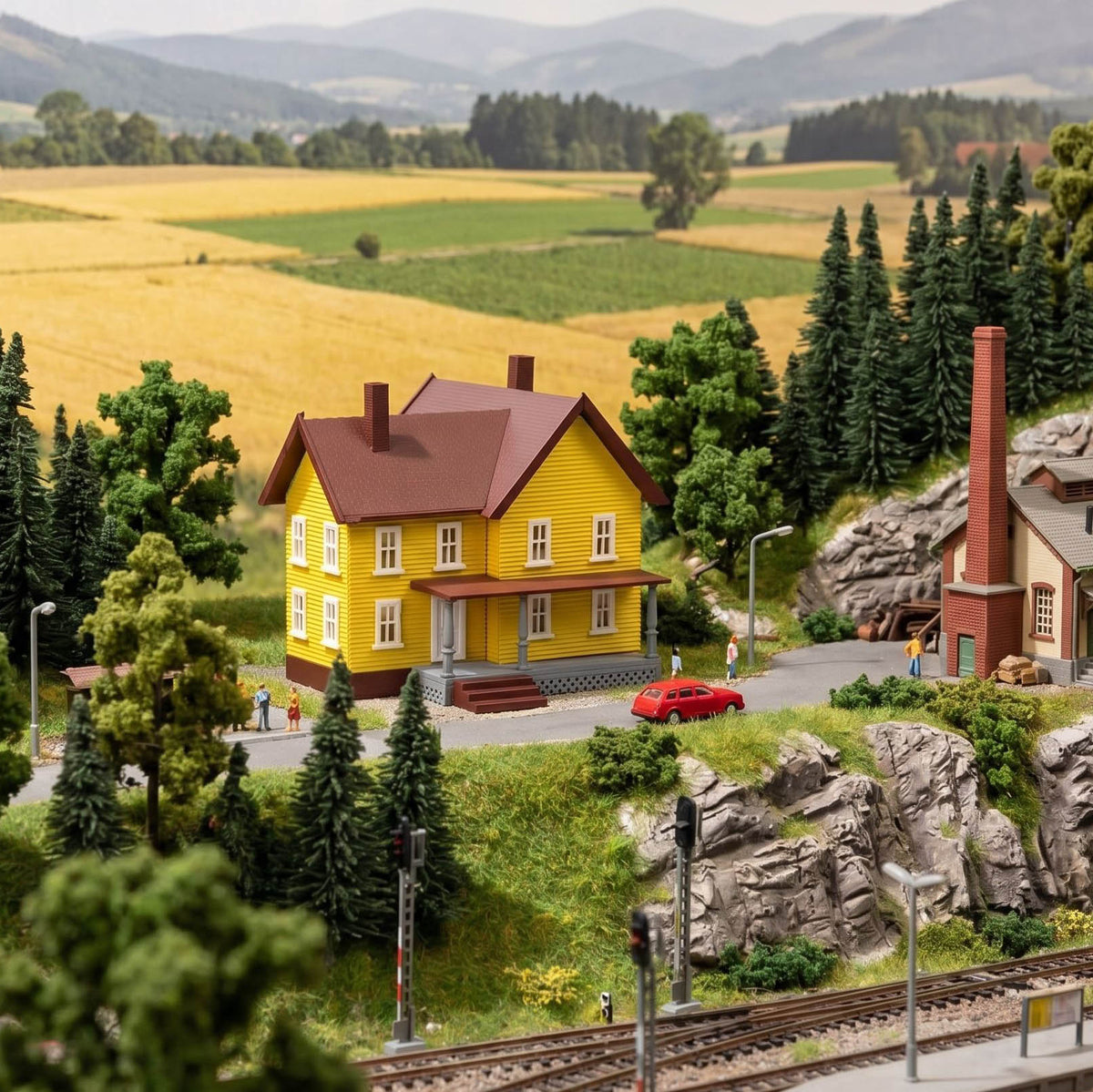 JZN5887 1 Unit N Scale 1:160 Model Dwelling House Kit Two-story with Porch for Buildings