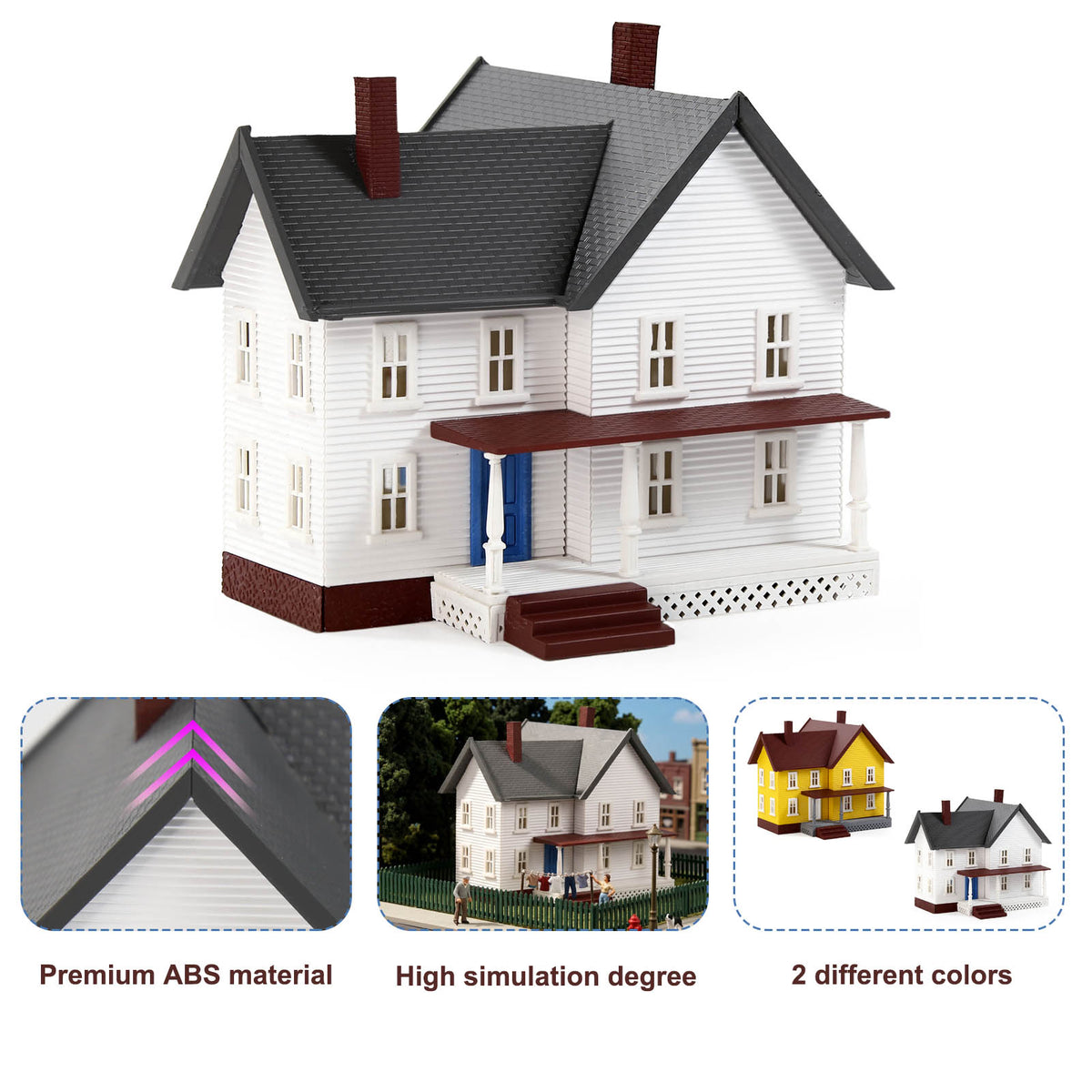 JZN5887 1 Unit N Scale 1:160 Model Dwelling House Kit Two-story with Porch for Buildings