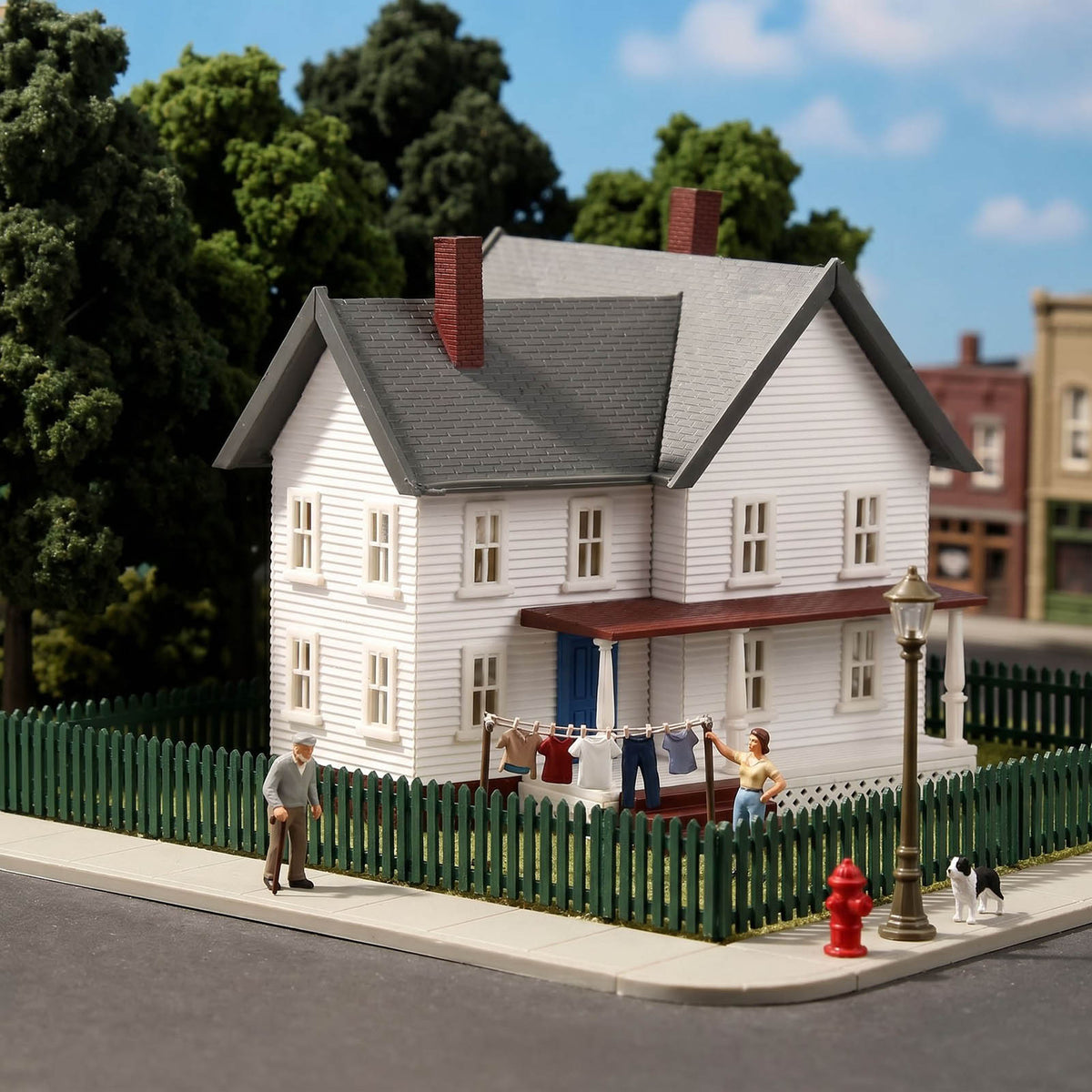 JZN5887 1 Unit N Scale 1:160 Model Dwelling House Kit Two-story with Porch for Buildings