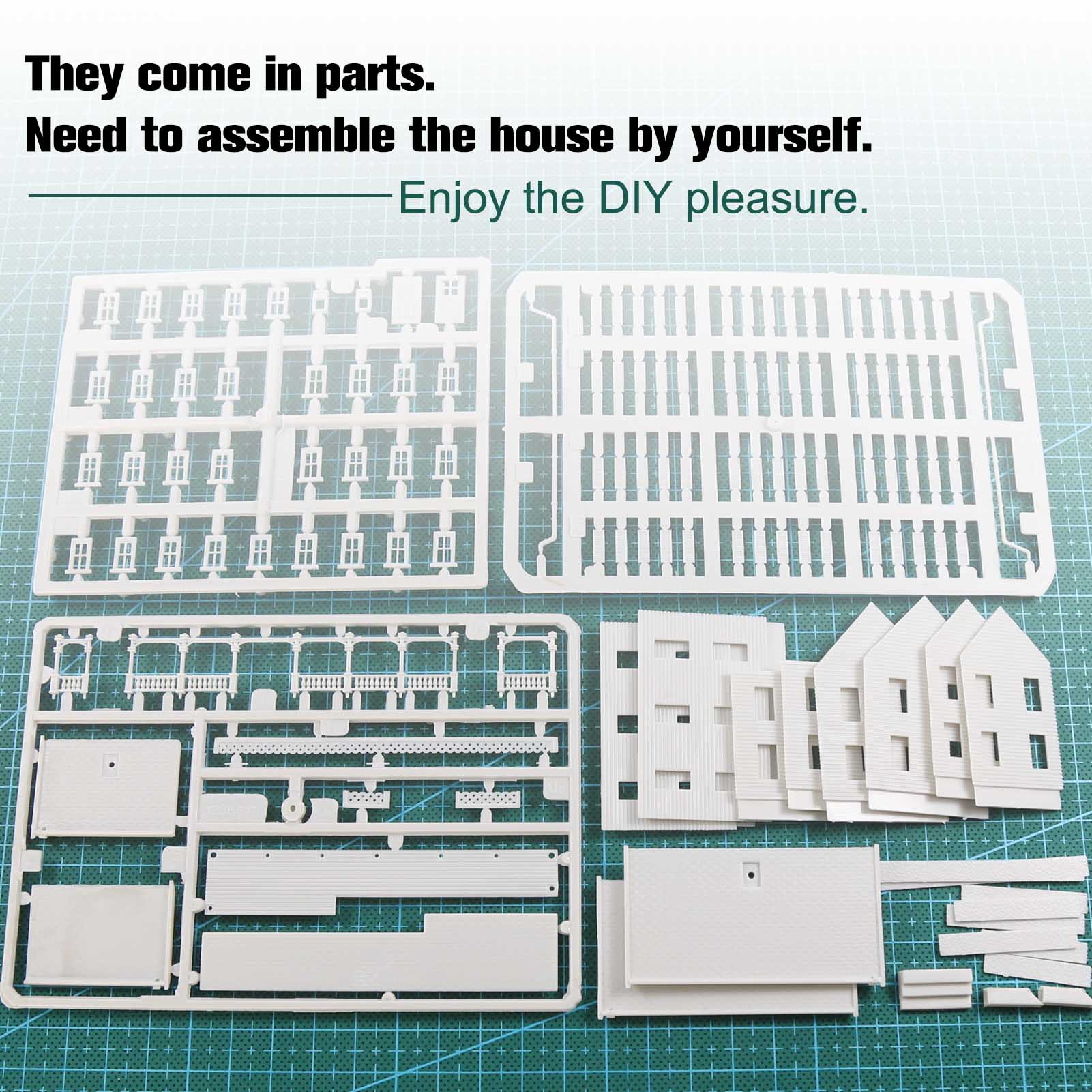 JZN5889 1 Unit N Scale 1:150 Model Dwelling House Kit Two-story with Porch Buildings