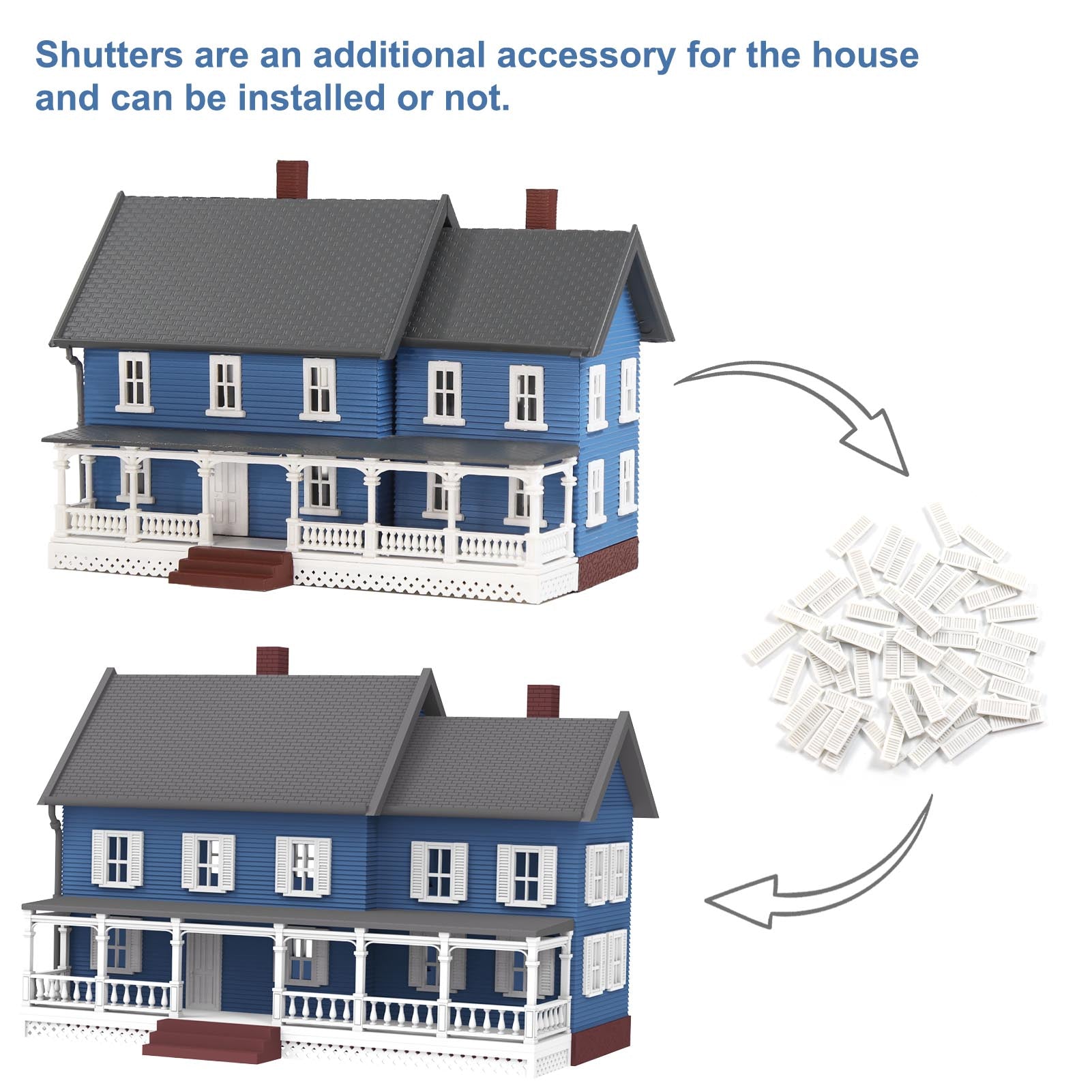 JZN5889 1 Unit N Scale 1:150 Model Dwelling House Kit Two-story with Porch Buildings