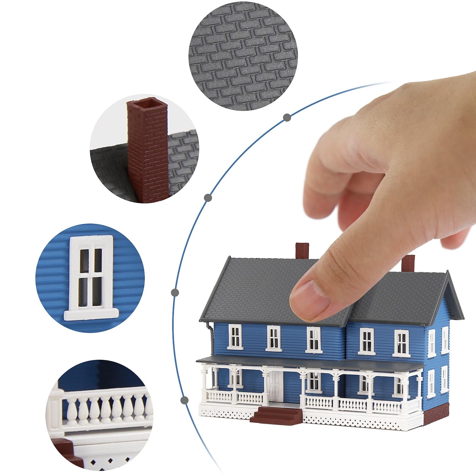 JZN5889 1 Unit N Scale 1:150 Model Dwelling House Kit Two-story with Porch Buildings