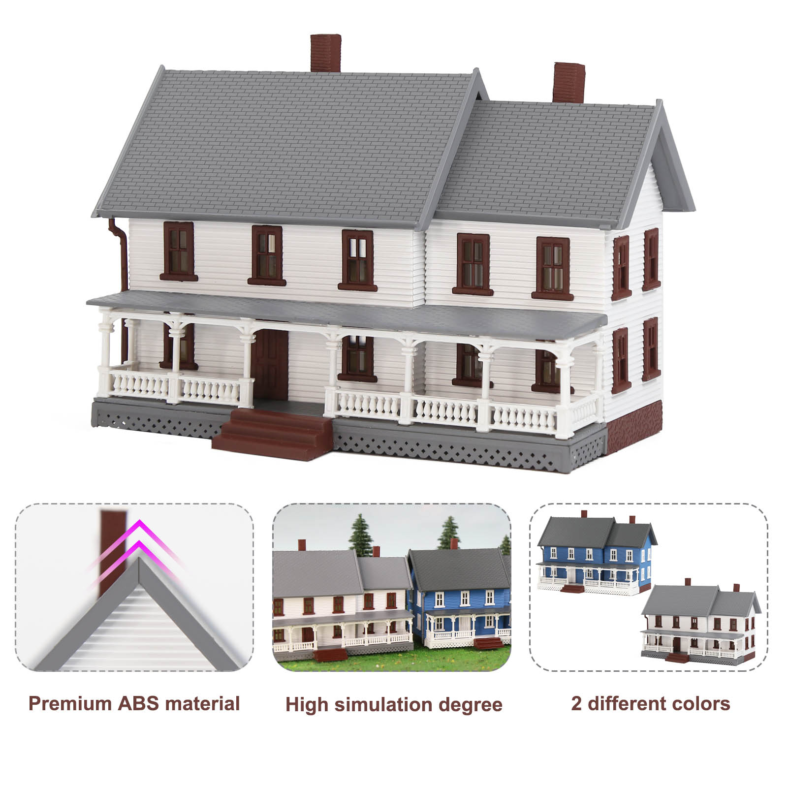 JZN5889 1 Unit N Scale 1:150 Model Dwelling House Kit Two-story with Porch Buildings