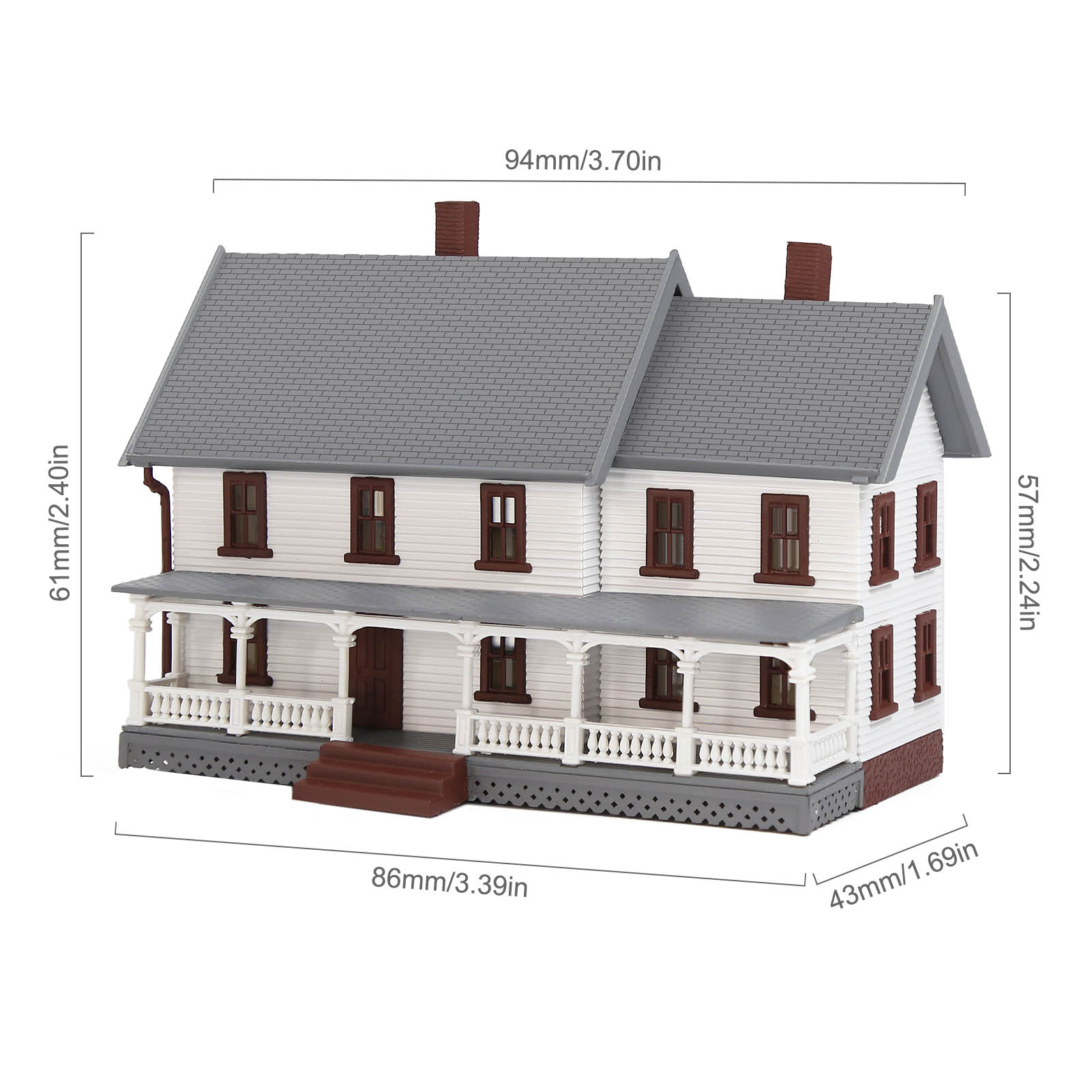 JZN5889 1 Unit N Scale 1:150 Model Dwelling House Kit Two-story with Porch Buildings