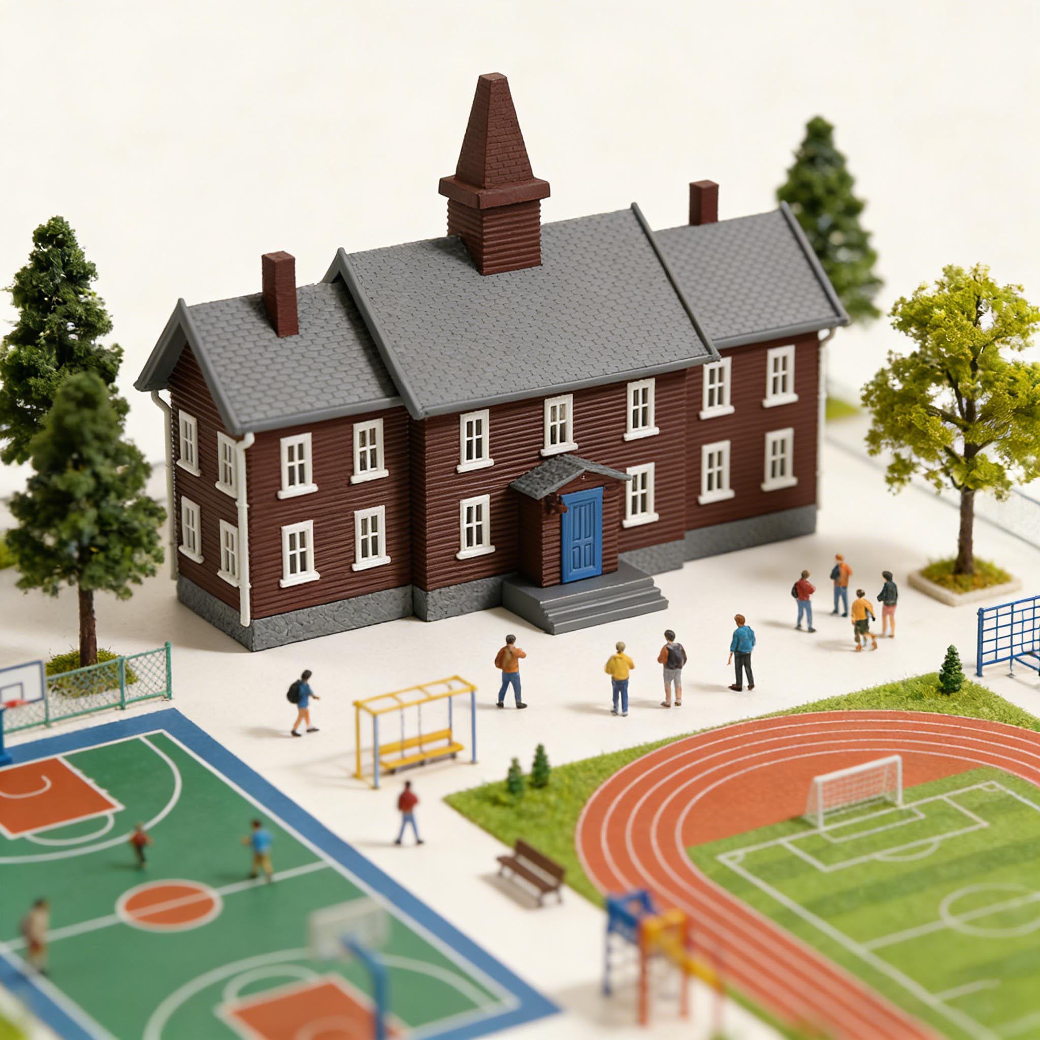 JZN5893 1 Unit N Scale 1:160 Model School Building Kit Two-story for Model Layout