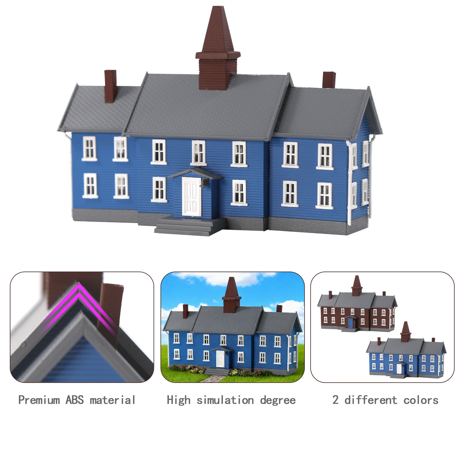 JZN5893 1 Unit N Scale 1:160 Model School Building Kit Two-story for Model Layout
