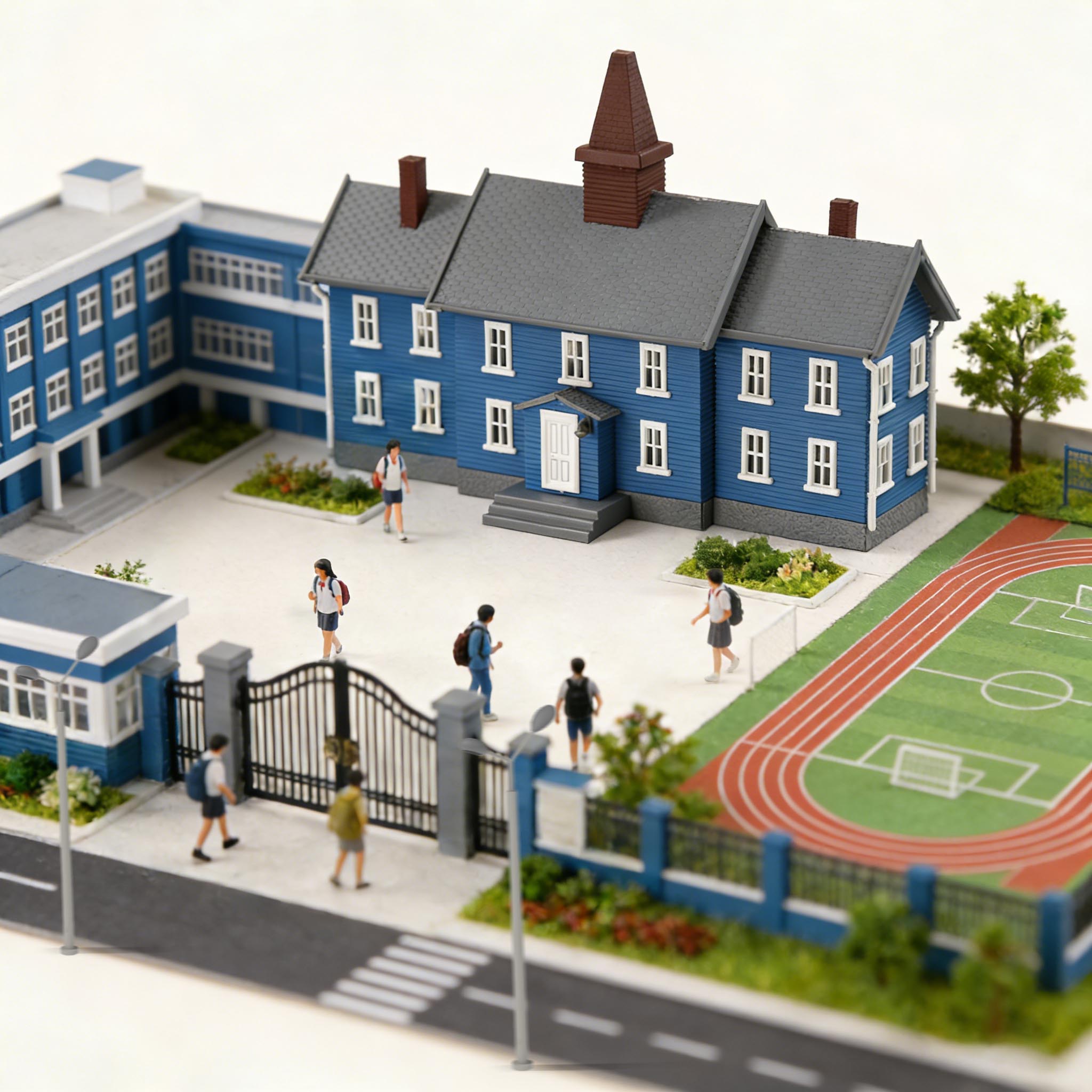 JZN5893 1 Unit N Scale 1:160 Model School Building Kit Two-story for Model Layout