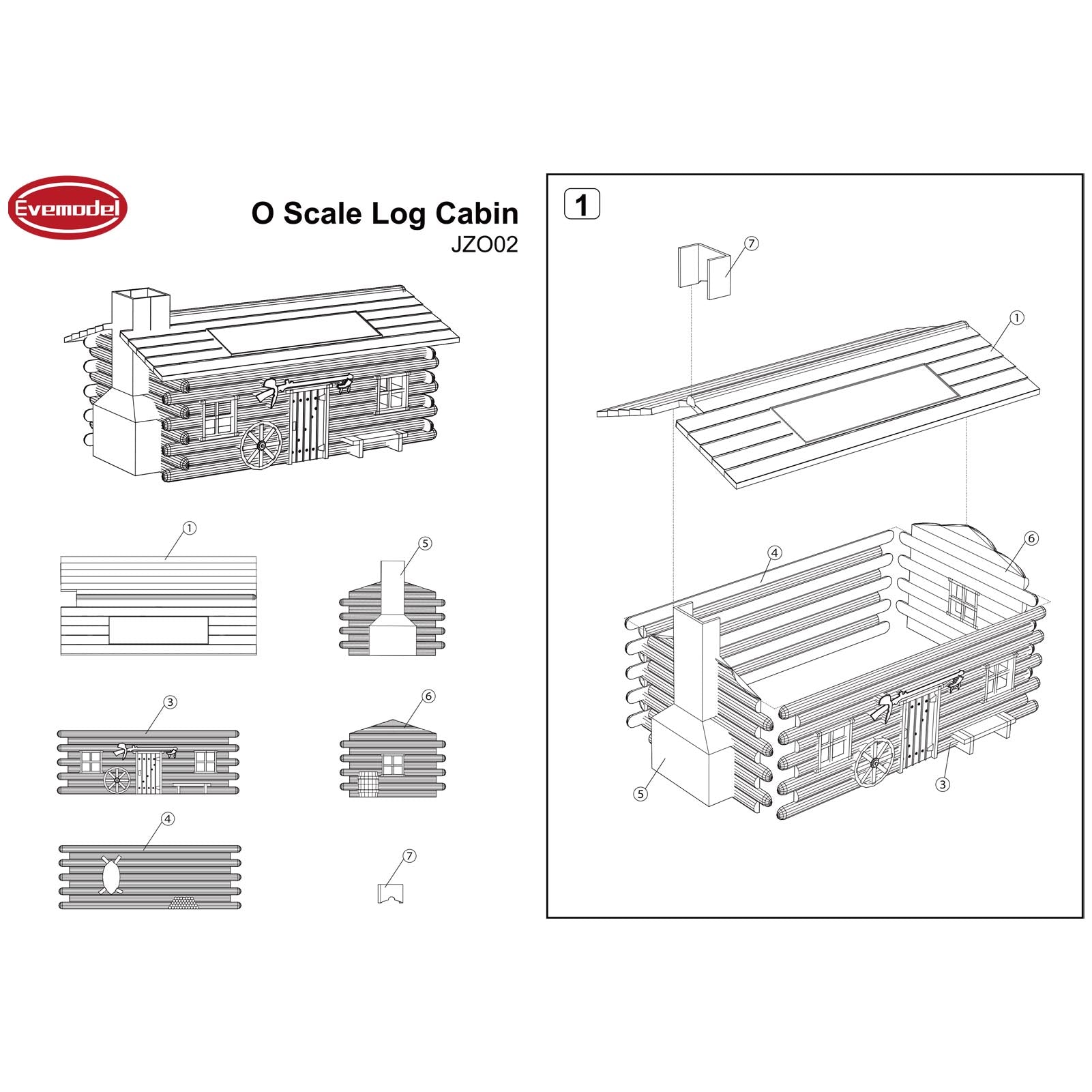 JZO02P 1 Unit O Scale 1:50 Painted Hunter's Log Cabin Plastic for Model Trains Layout