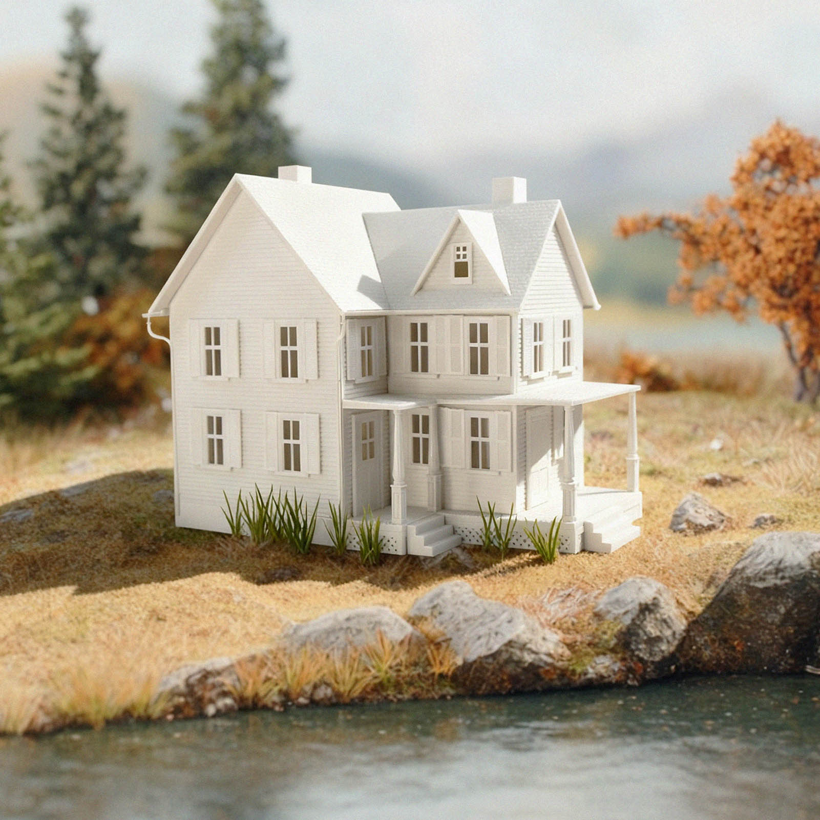 JZO7JJ 1 Unit O Scale 1:50 Model Dwelling House Kit White Not-built Architectural Building