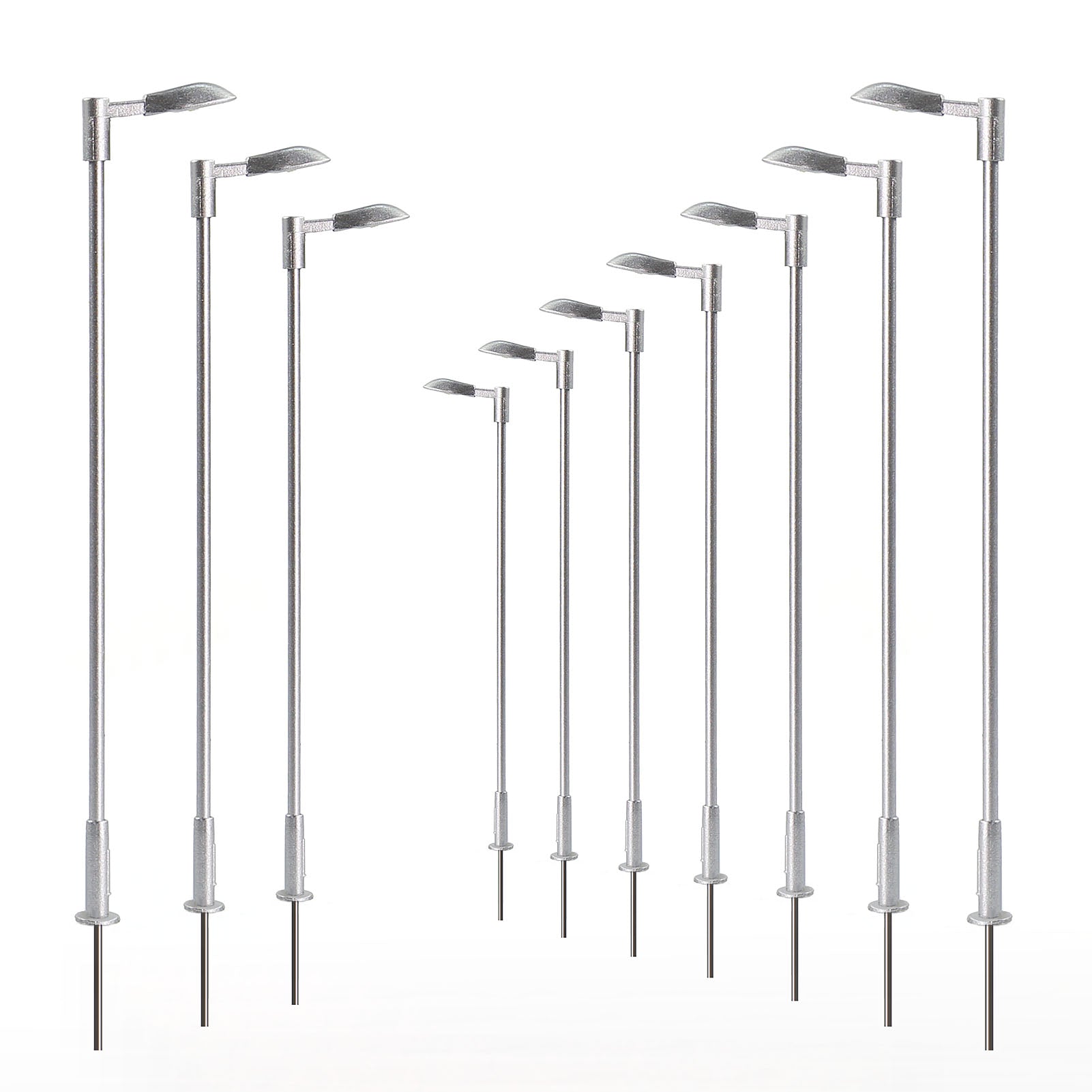 LD12 10pcs Z N TT HO OO Scale Metal Street Lights Silver LED