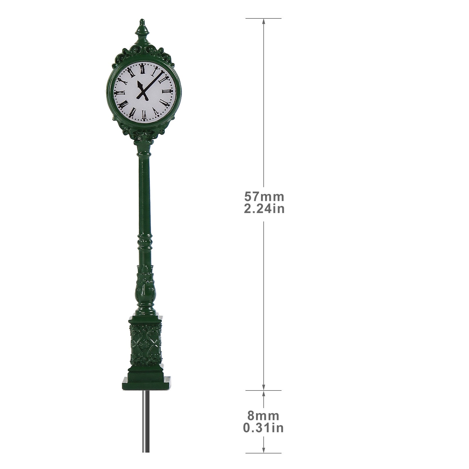 LD37 3pcs N Scale 1:160 HO Scale 1:87 Green Platform Clock Lamps Warm White LED