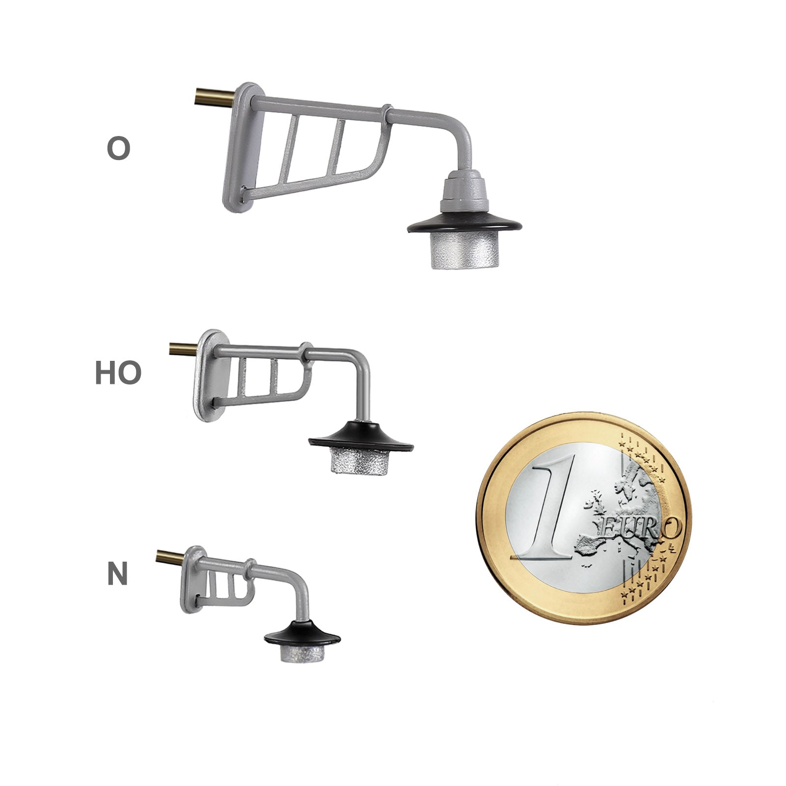 LD39 5pcs N Scale 1:160 HO Scale 1:87 O Scale 1:50 Warm White LED Metal Head Lamps Wall Lights
