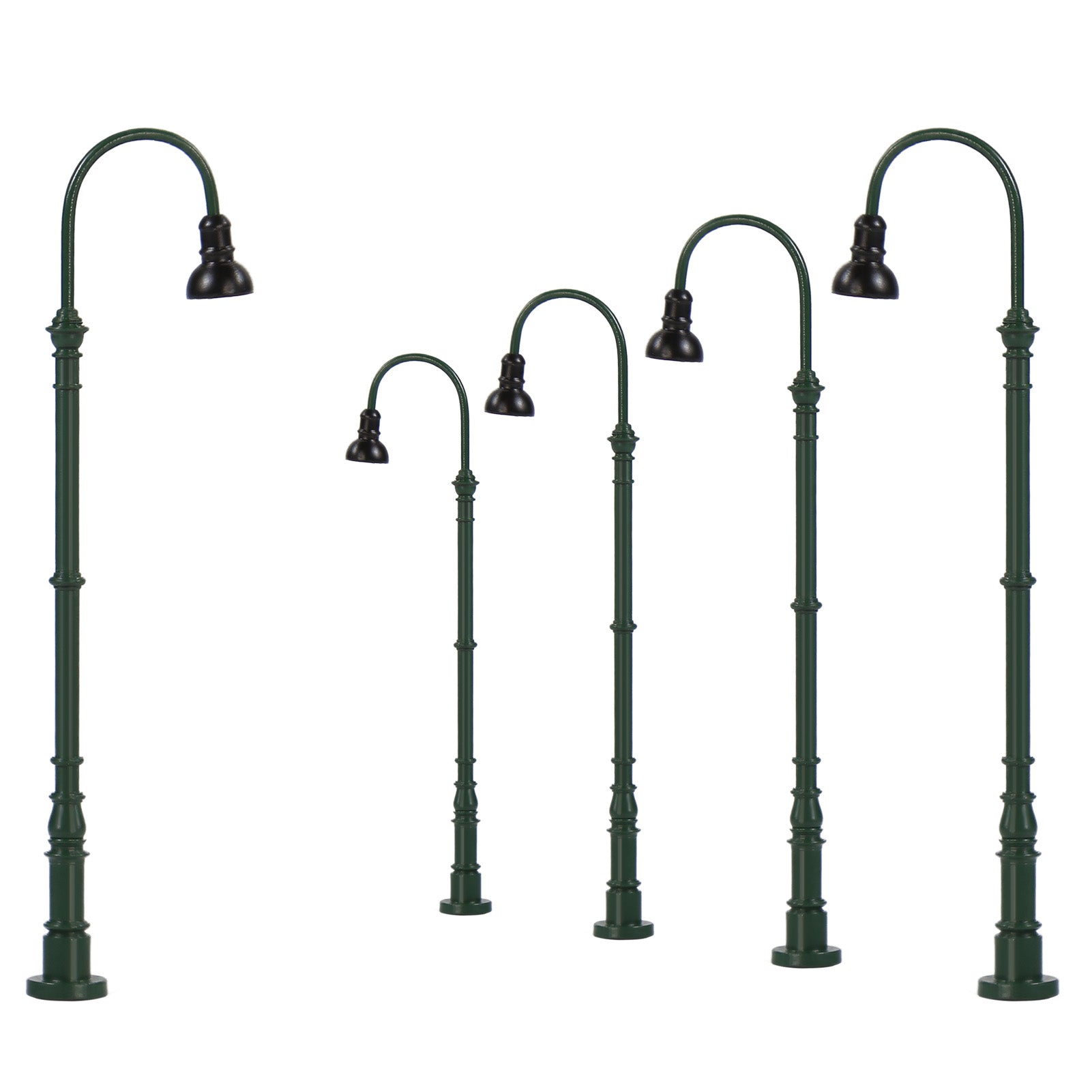 LD40 5pcs N Scale 1:160 Green Metal Gas Lamps Warm White LED Model Railway